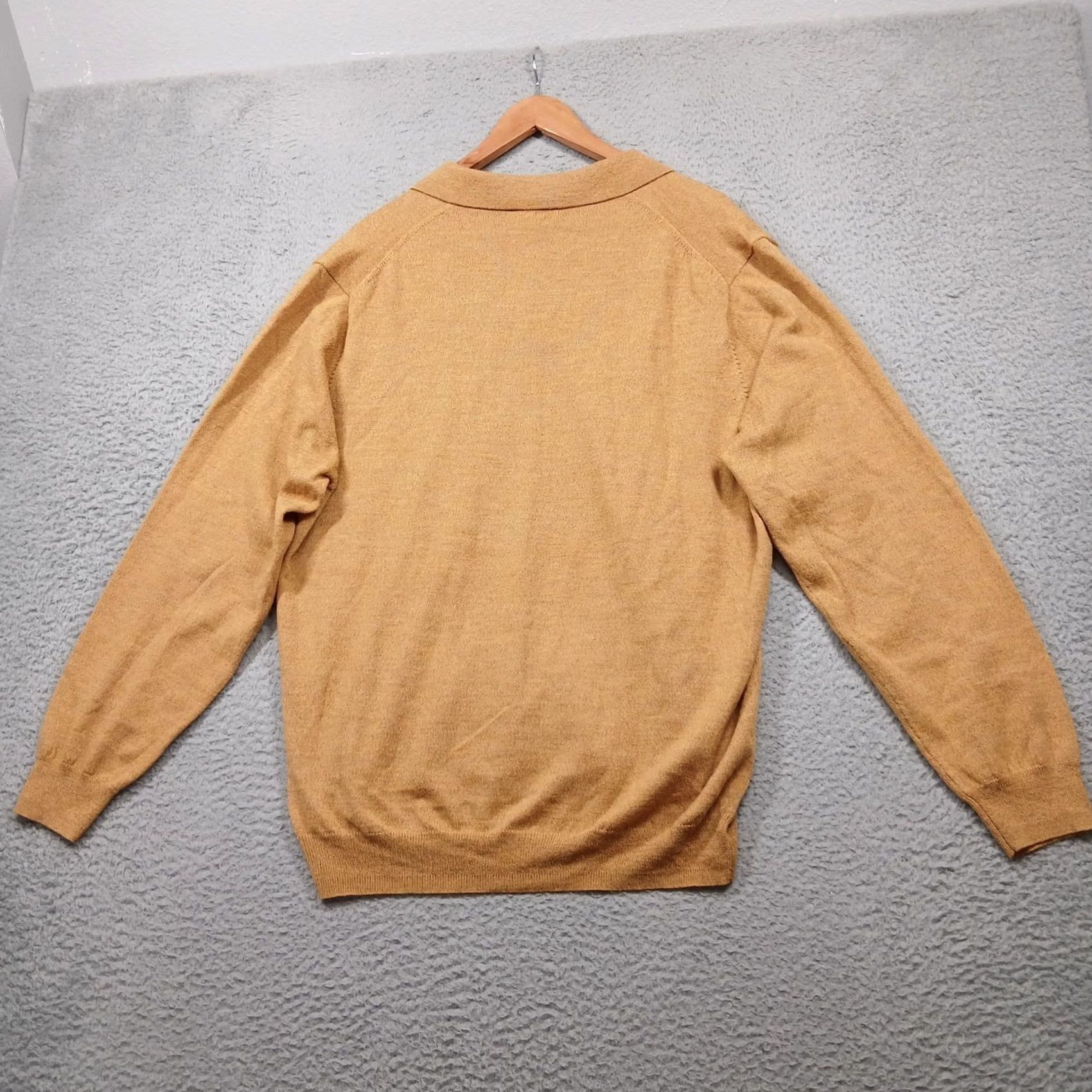 Vintage Jos A Bank Merino Wool Polo Sweater Men's XL Tan Brown Long Sleeve Size US XL / EU 56 / 4 - 3 Thumbnail