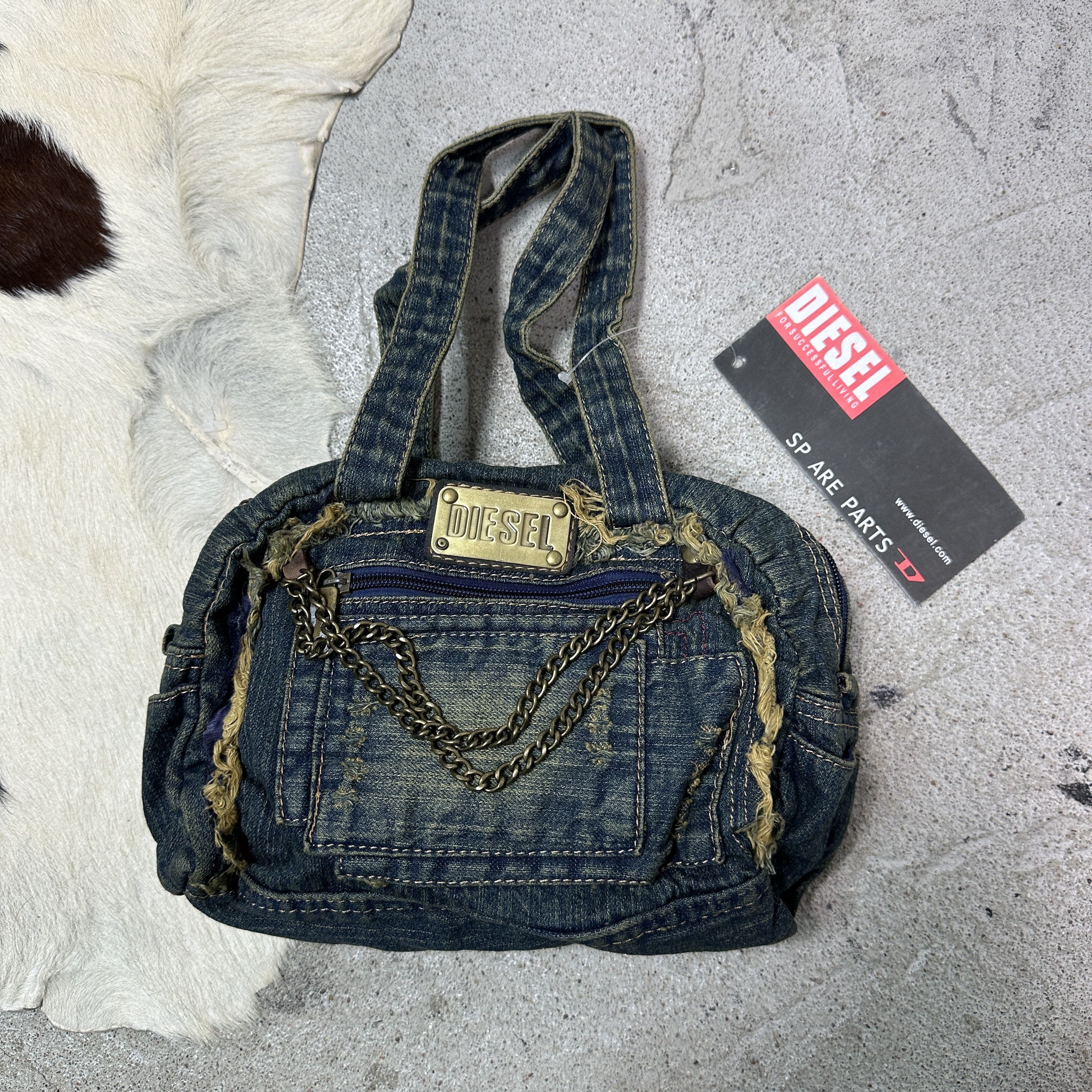 Vintage Vintage Diesel Washed Denim Chain Jeans Bag Y2K Size ONE SIZE - 3 Thumbnail