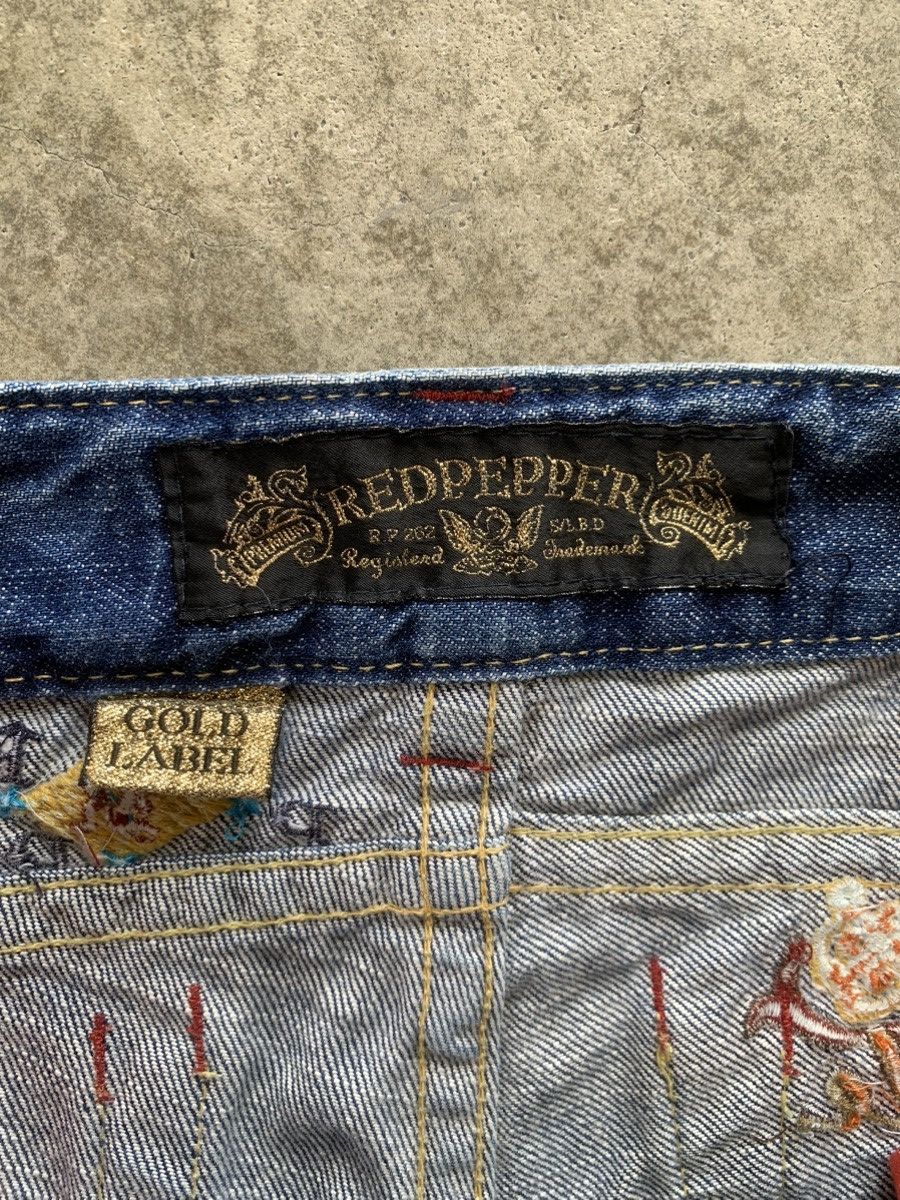 14th Addiction × If Six Was Nine × Japanese Brand Vintage Red Pepper Embroidery Bootcut Jeans Size US 33 - 7 Thumbnail