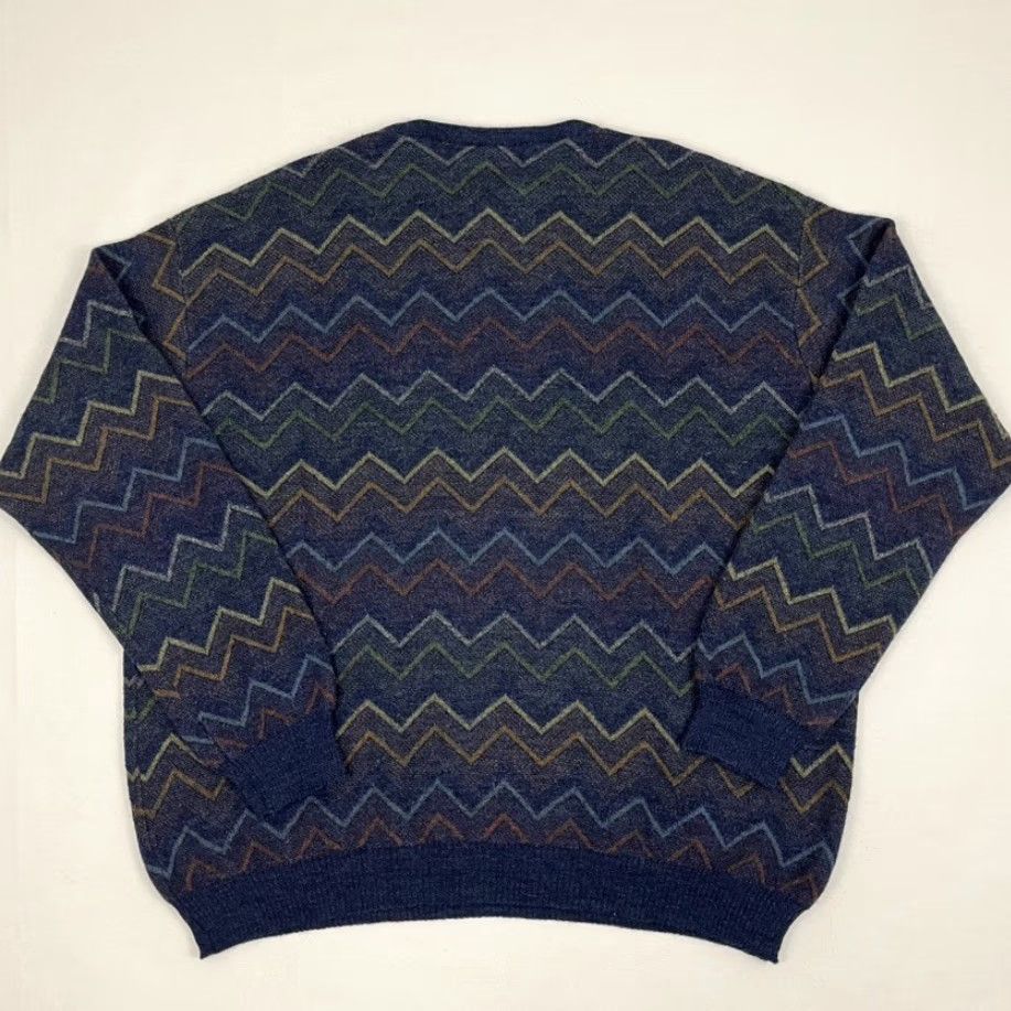 Vintage VINTAGE Tricots St. Raphael Sweater Mens 2XL Blue Merino Wool Zig Zag Cosby Crew Jumper Size US XXL / EU 58 / 5 - 6 Thumbnail