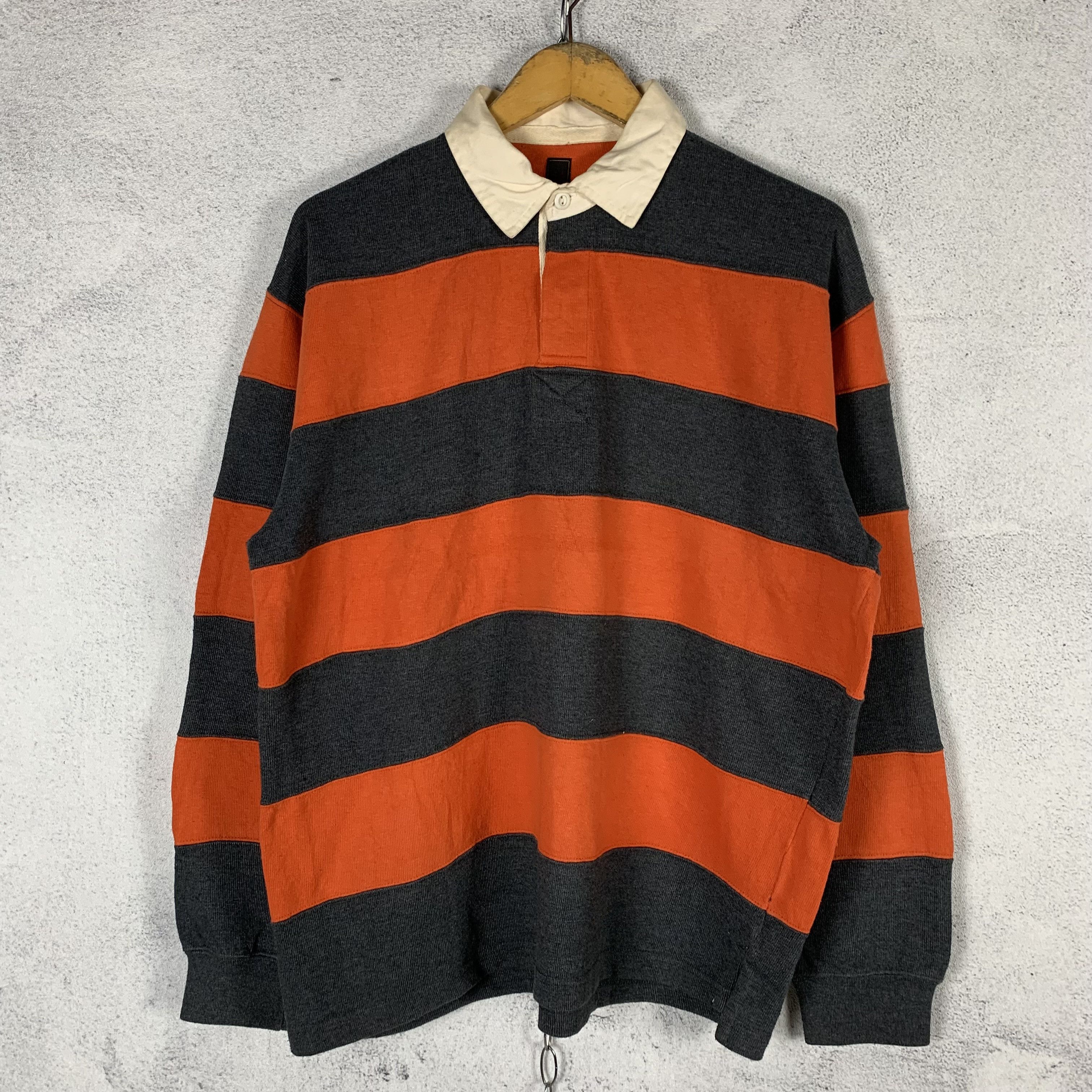 Vintage Vintage Rugby Longsleeve Striped Polo Shirt Size US L / EU 52-54 / 3 - 1 Thumbnail