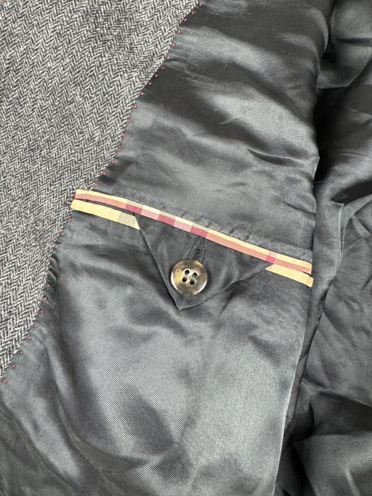 Burberry × Vintage Burberry charcoal wool cashmere blend long blazer old money Size 44R - 12 Thumbnail