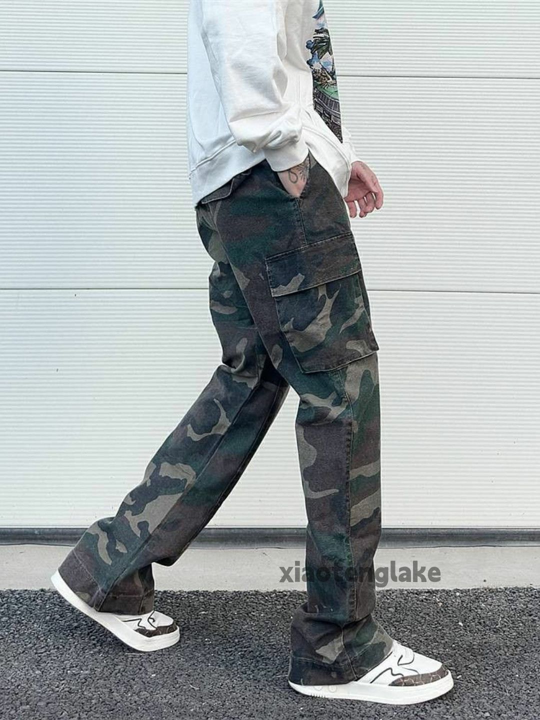 Designer × Japanese Brand × Vintage washed faded outdoor sports camo flared cargo pants Size US 32 / EU 48 - 4 Thumbnail