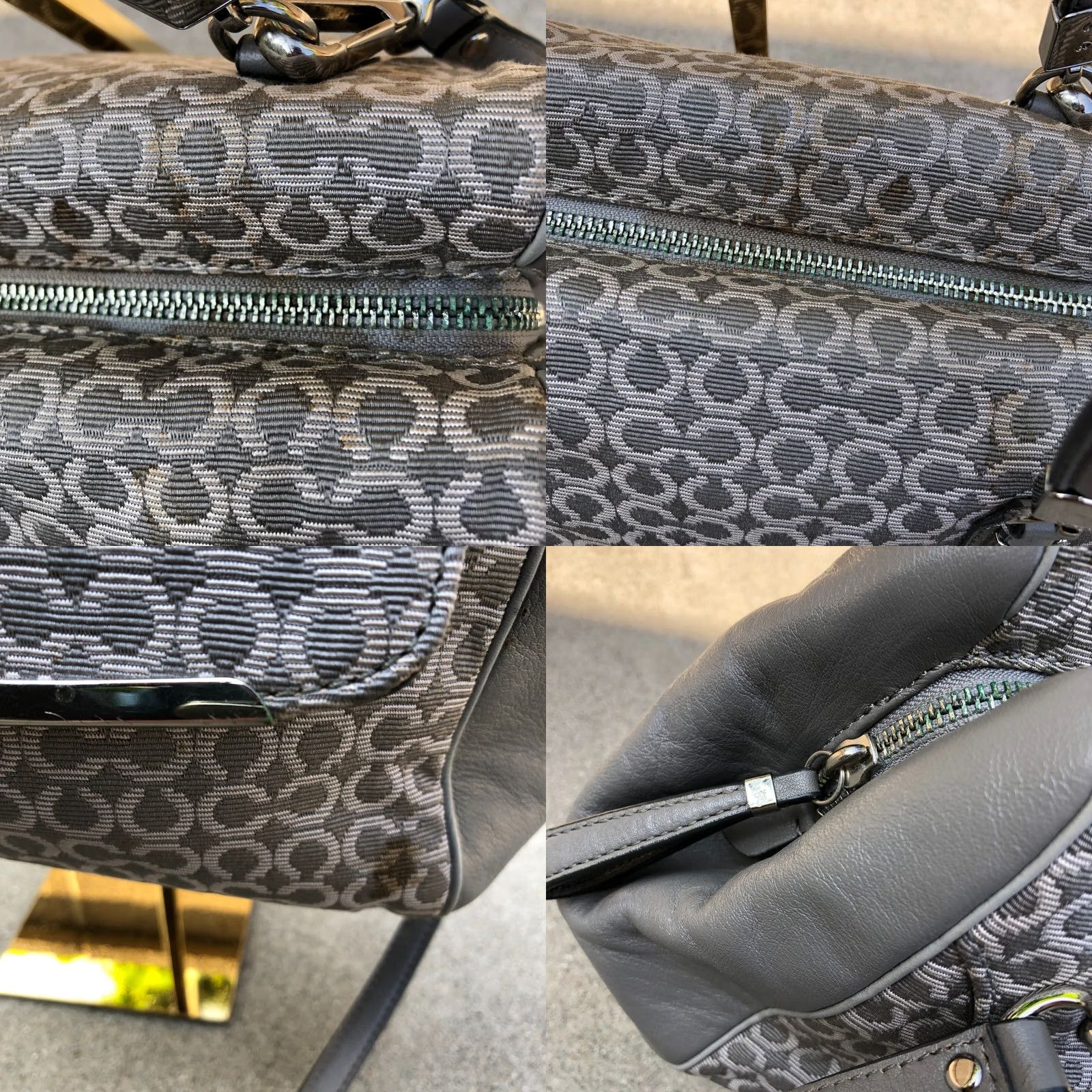 Coach VINTAGE COACH Madison Monogram Grey Canvas Leather Purse Satchel/Top Handle Bag Medium Women Size ONE SIZE - 8 Thumbnail