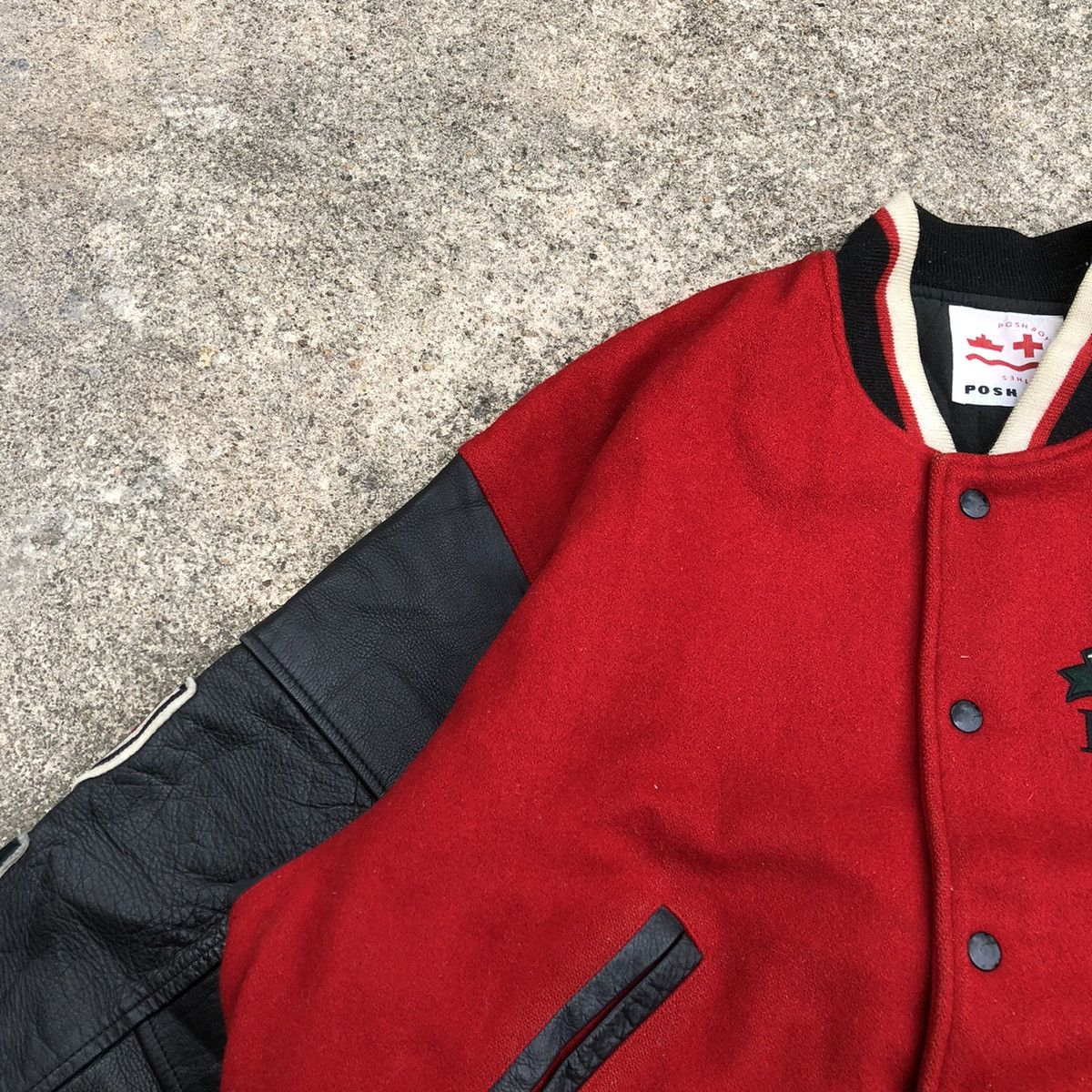 Japanese Brand 🔥Grailed🔥🇯🇵Posh Boy Sleeves Leather Wool Heavy Varsity Jacket Size US XL / EU 56 / 4 - 7 Thumbnail