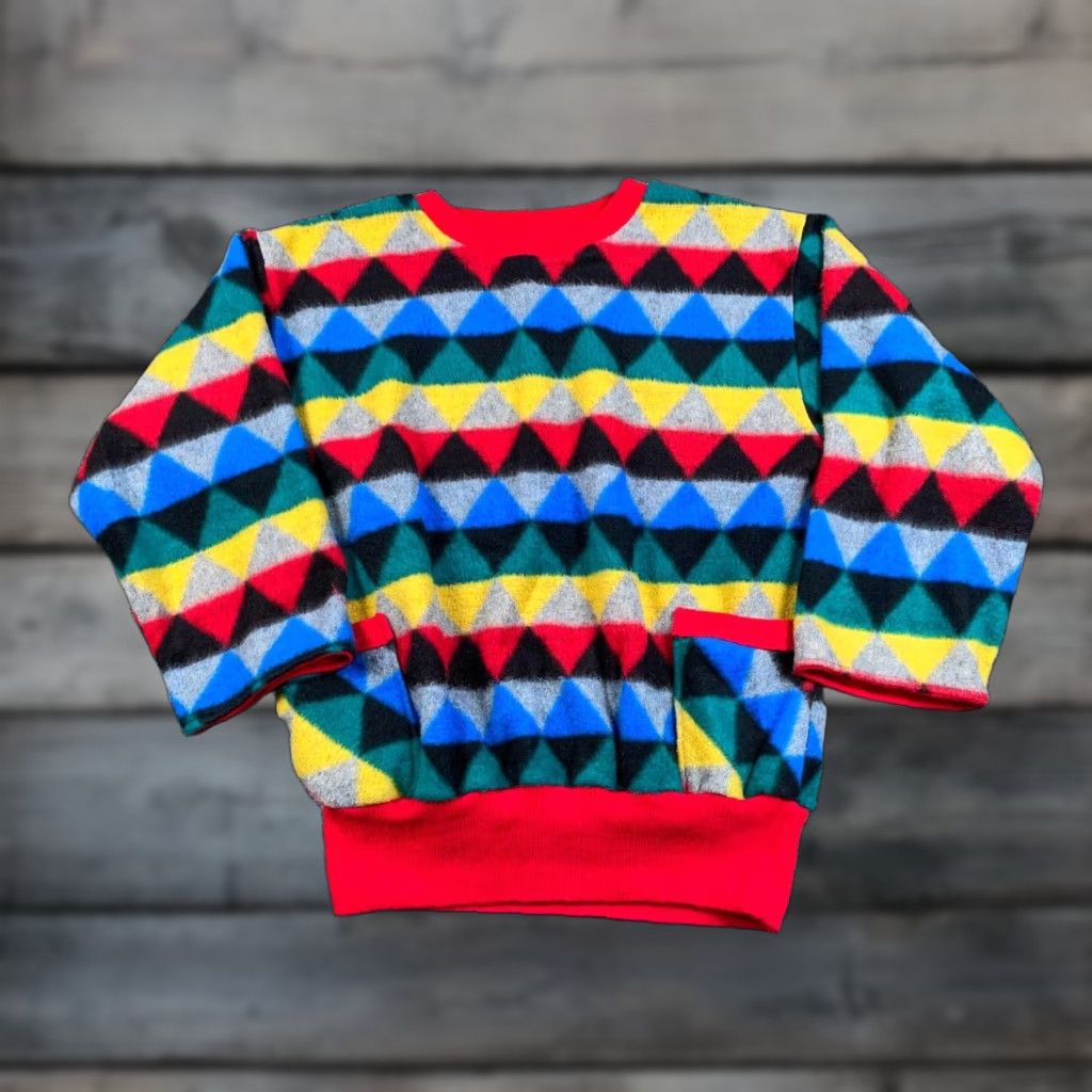 Vintage Vintage VTG 90s Reversible Geometric Pattern Fleece Sweatshirt Women's Large Red Aztec Size L / US 10 / IT 46 - 1 Thumbnail