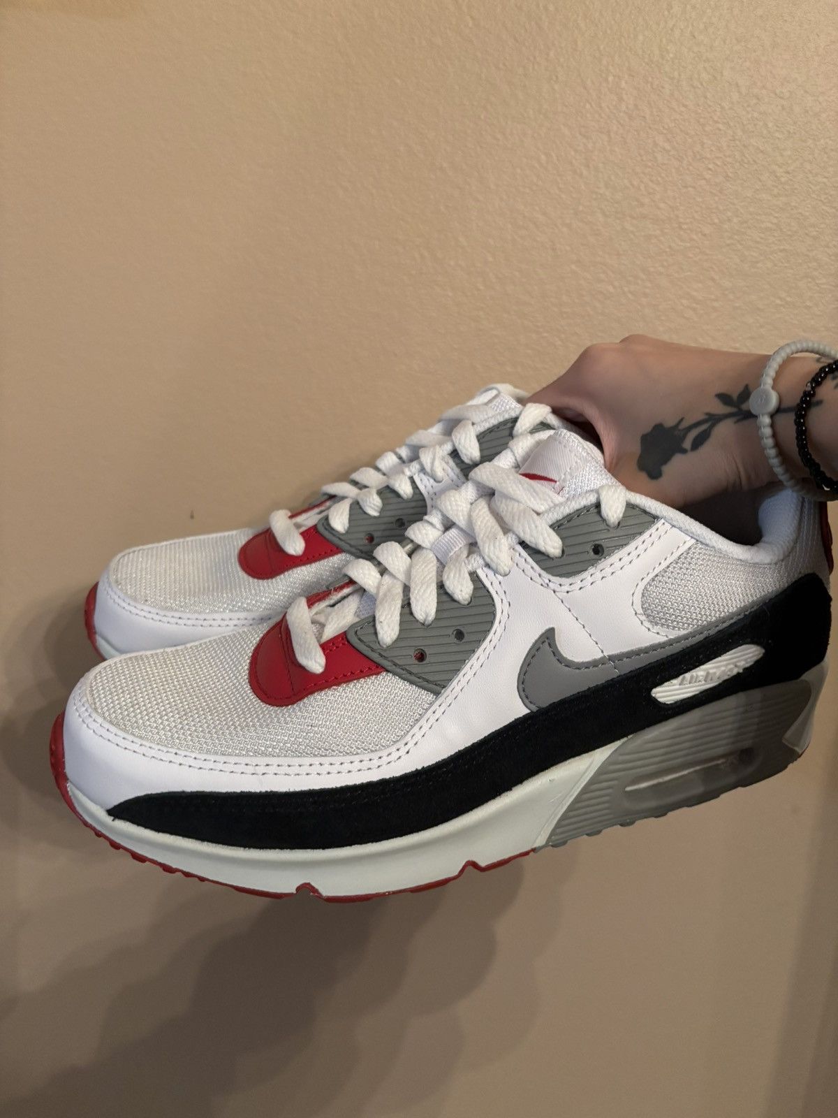 Nike Nike Air Max 90 Leather GS ‘Photon Dust Grey' Size US 6.5 / EU 39-40 - 6 Thumbnail
