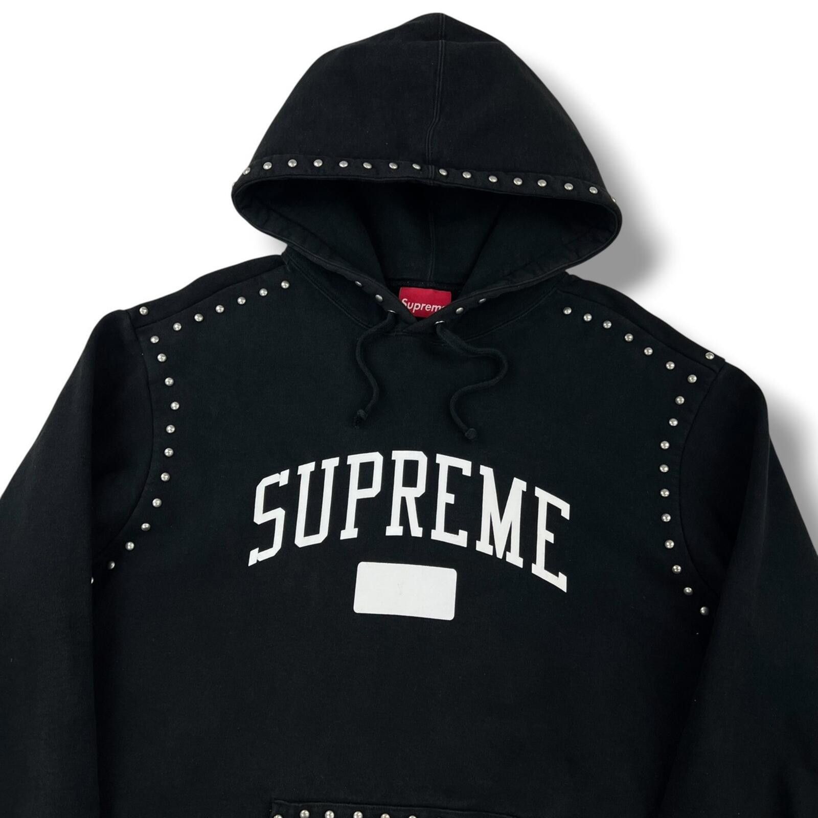 Supreme Supreme Studded Leather Script Hoodie SS16 | Grailed