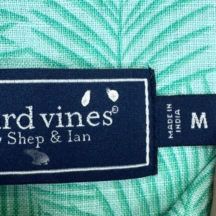 Vineyard Vines Vineyard Vines Hawaiian Shirt Mens Medium Green Linen Button-Up Whale NEW Size US M / EU 48-50 / 2 - 4 Thumbnail