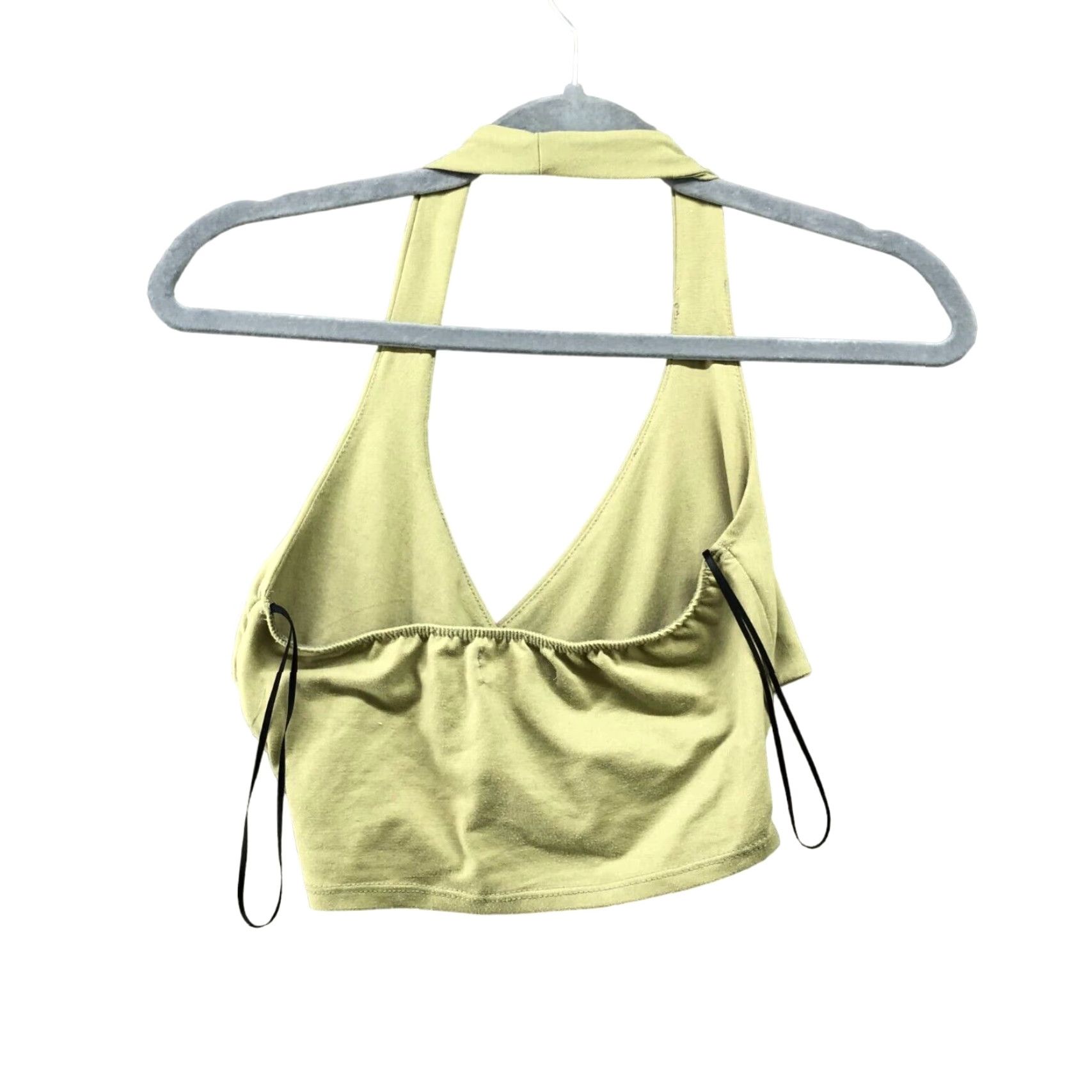 Urban Outfitters VINTAGE Urban Outfitters Halter Crop Top Womens S V Neck Twist Front Cutout Lime Green Size S / US 4 / IT 40 - 2 Thumbnail