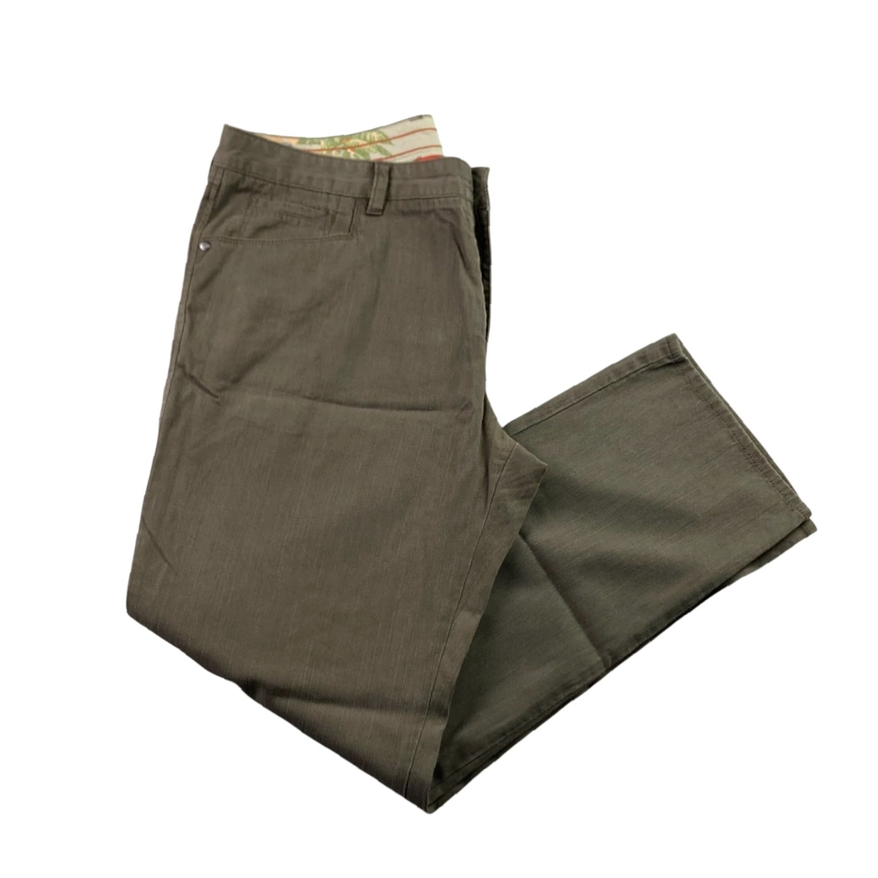 Tommy Bahama Tommy Bahama Men’s Pants Olive 5-Pocket Flat Front Tencel Cotton Spandex 35x30 Casual Khakis Size US 35 - 2 Thumbnail