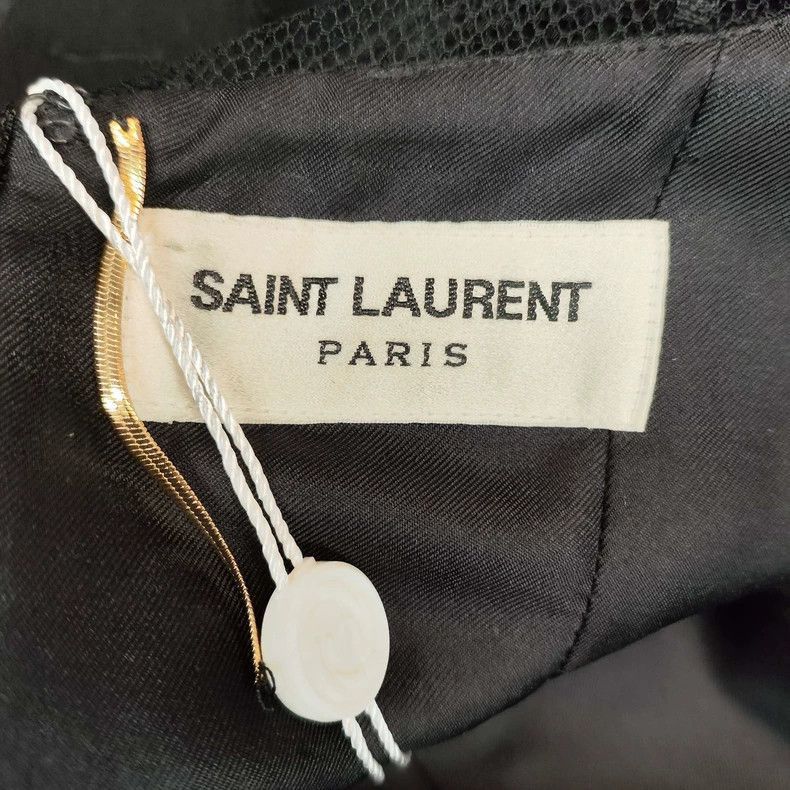 Saint Laurent Paris Saint Laurent Paris Black Wool Dress with Sheer Sleeves-25 Size US 34 / EU 50 - 3 Thumbnail