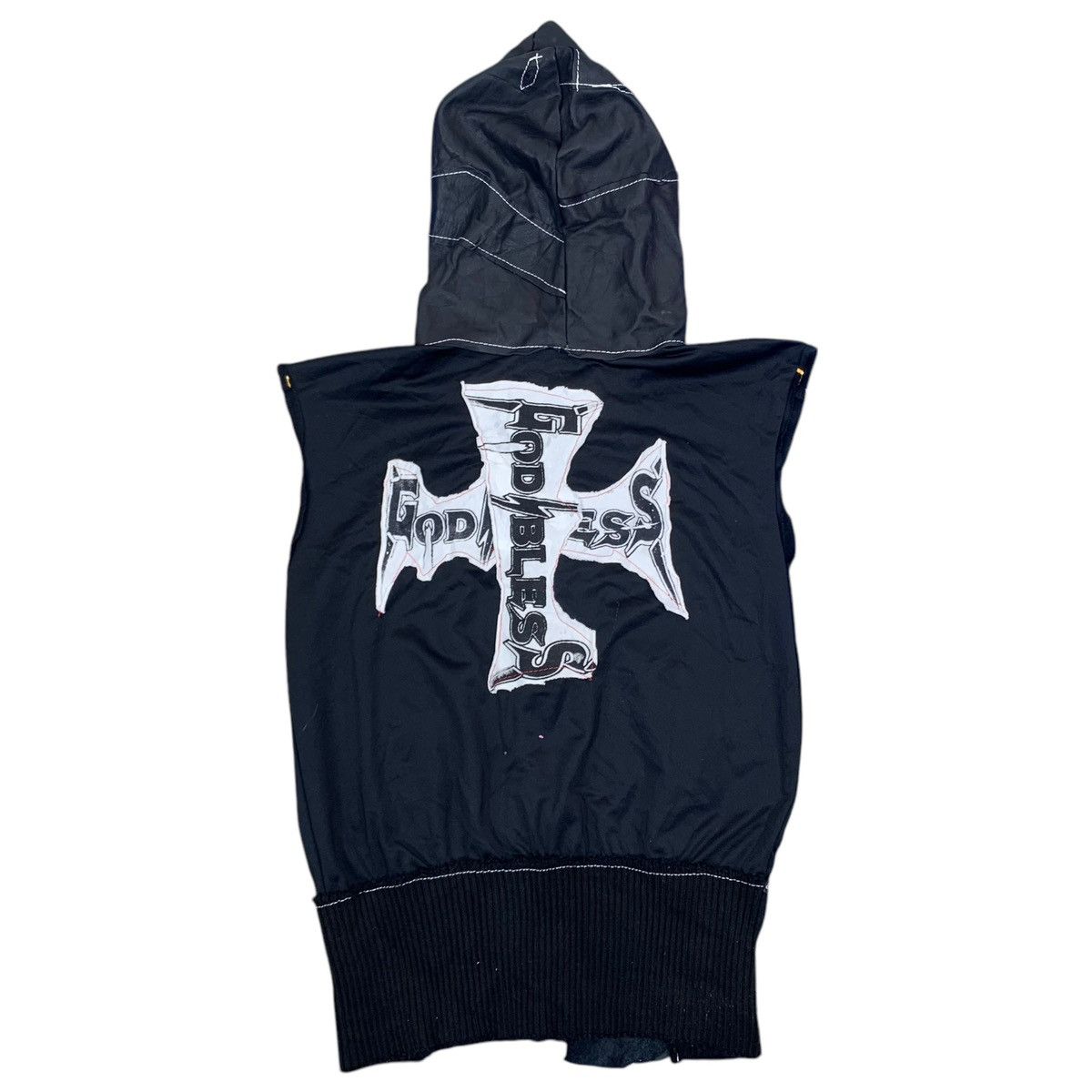 If Six Was Nine × Leather × Vintage VINTAGE GOD BLESS PUNK GOTHIC LEATHER VEST JACKET PATCH WORK Size US M / EU 48-50 / 2 - 1 Thumbnail