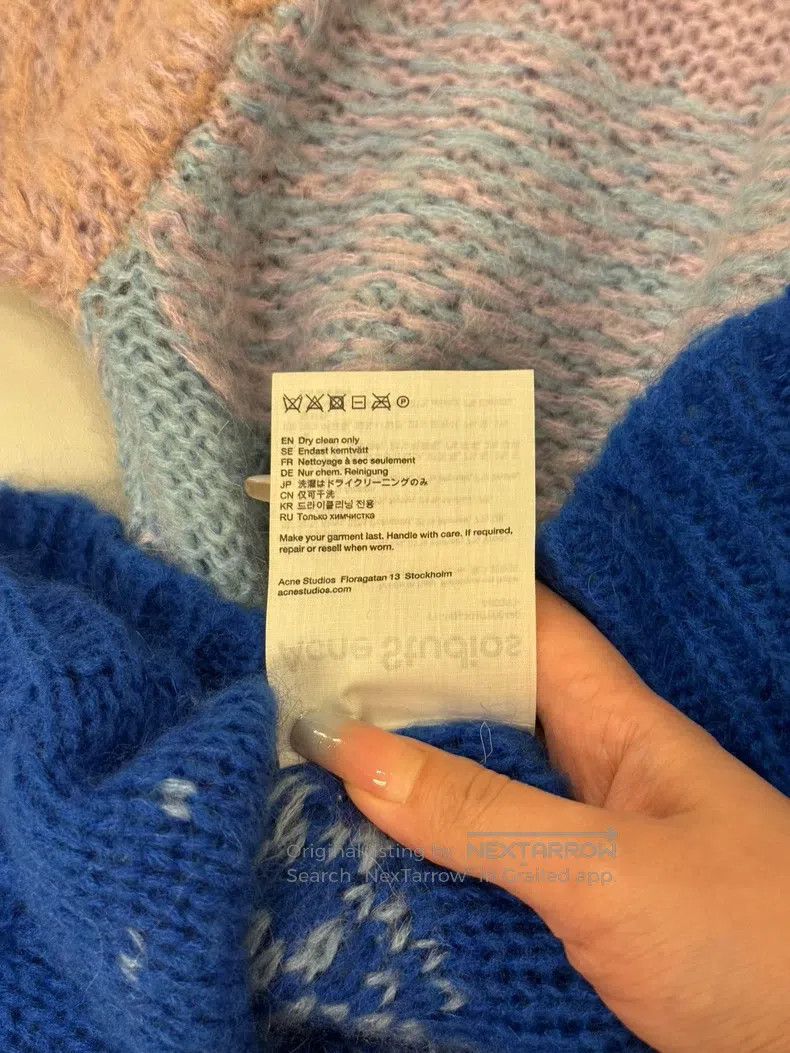 Acne Studios Acne Studios Pink-Blue Gradient V-Neck Sweater Size XXS / US 00 / IT 34 - 7 Thumbnail