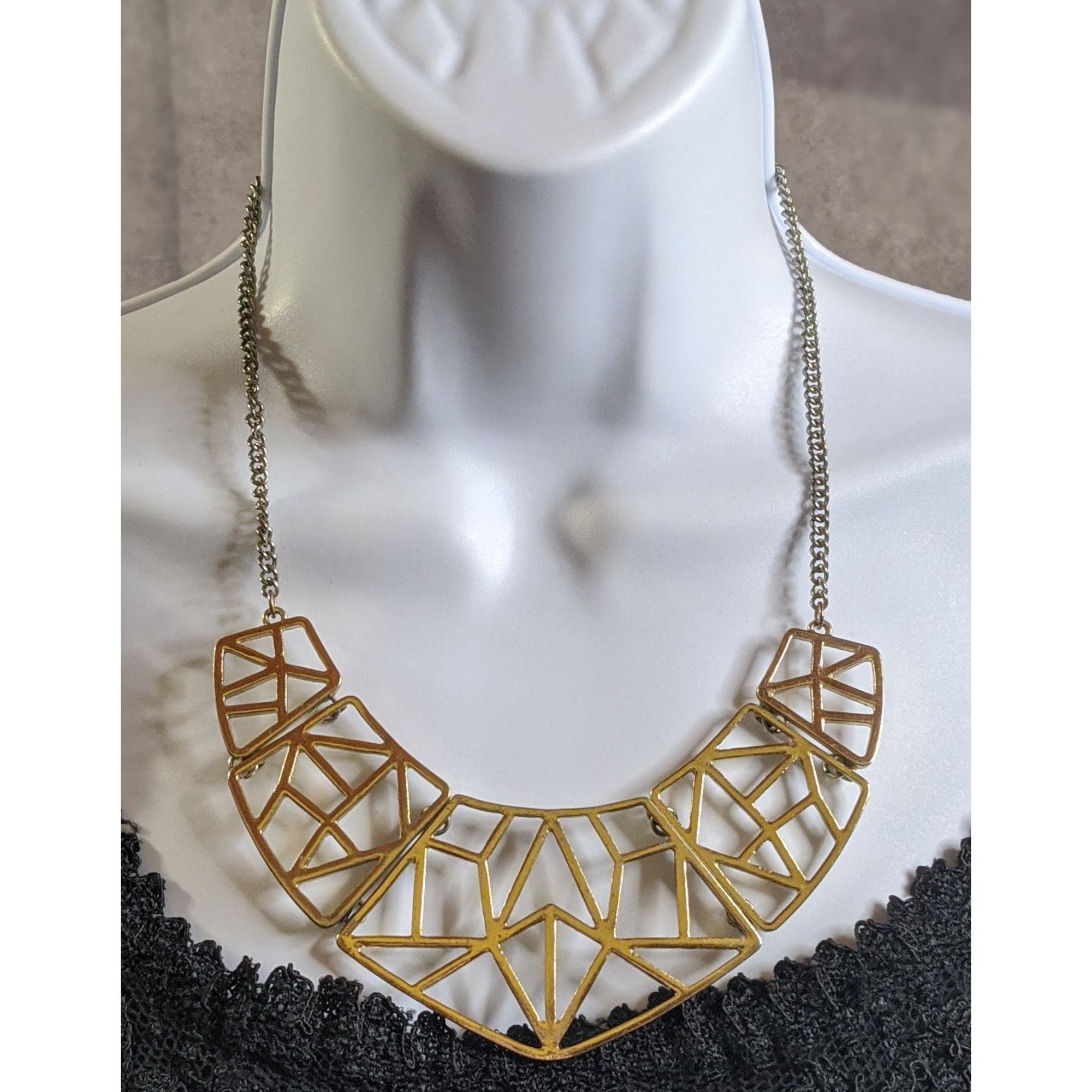 Other Geometric Statement Bib Necklace In Gold Tone Metal Size ONE SIZE - 2 Thumbnail
