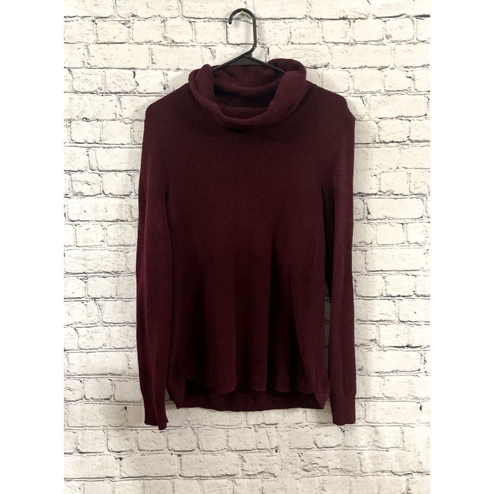 Ralph Lauren VINTAGE Ralph Lauren Womens Ribbed Turtleneck Sweater M Maroon Regular Slim Knit Pullover Long Sleeve Fall Winter Knit Cotton Blend Machine Washable Size M / US 6-8 / IT 42-44 - 2 Thumbnail