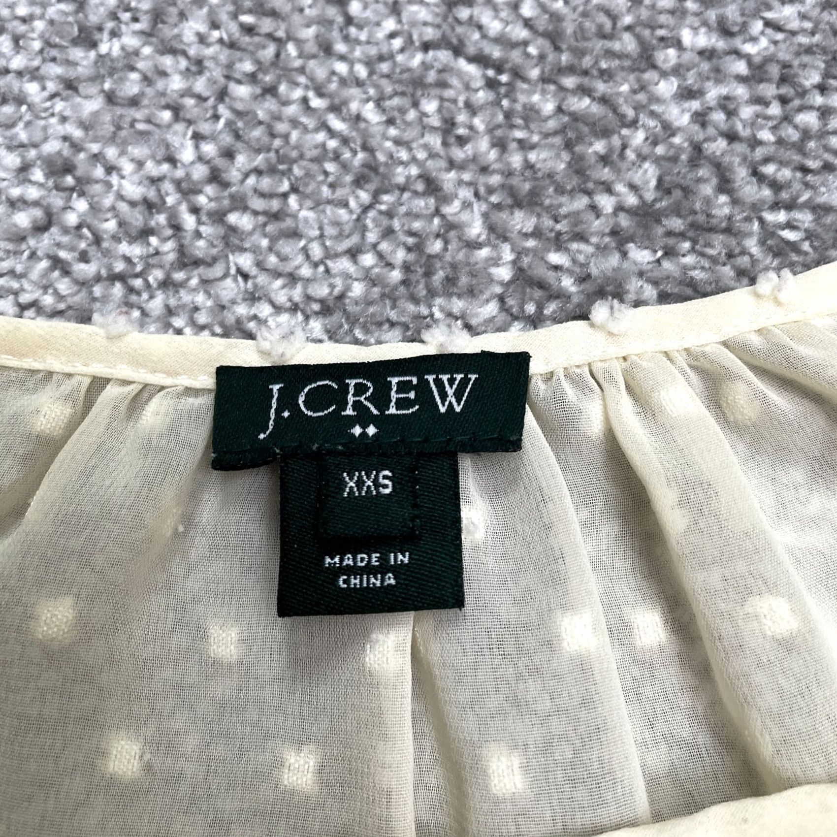 J.Crew J. Crew Ivory Peasant Blouse Womens XXS Sheer Keyhole Long Sleeve Top Swiss Dot Size XXS / US 00 / IT 34 - 3 Thumbnail