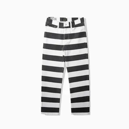 Designer × Japanese Brand Striped Thick Denim Pants Durable Size US 36 / EU 52 - 1 Thumbnail