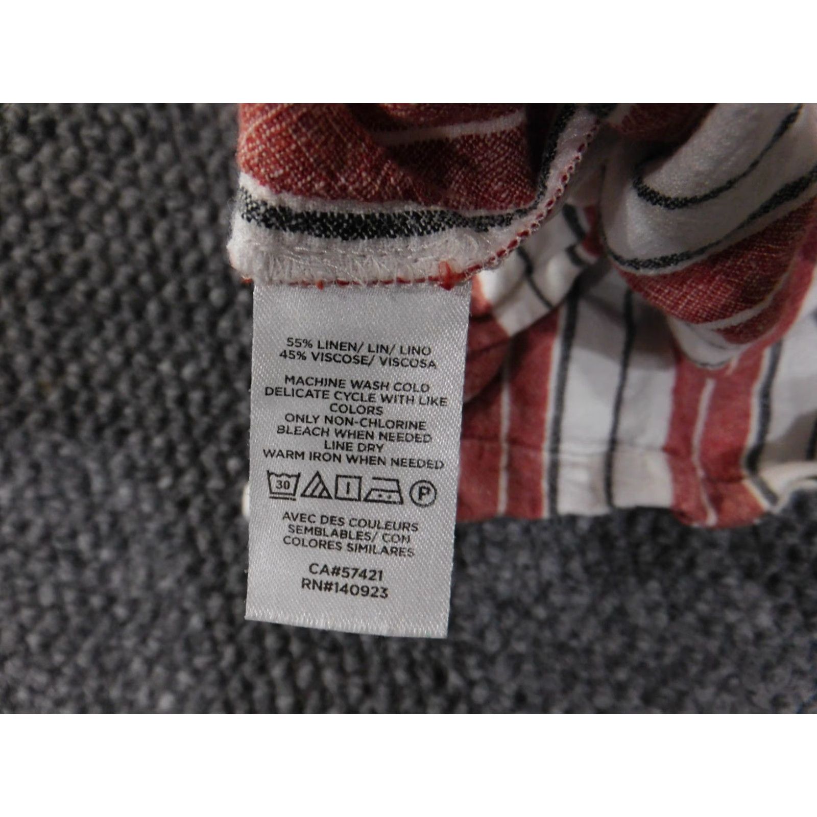 Loft LOFT Blouse Womens Large Red White Striped Puff Sleeve Linen Blend Top Size L / US 10 / IT 46 - 6 Thumbnail