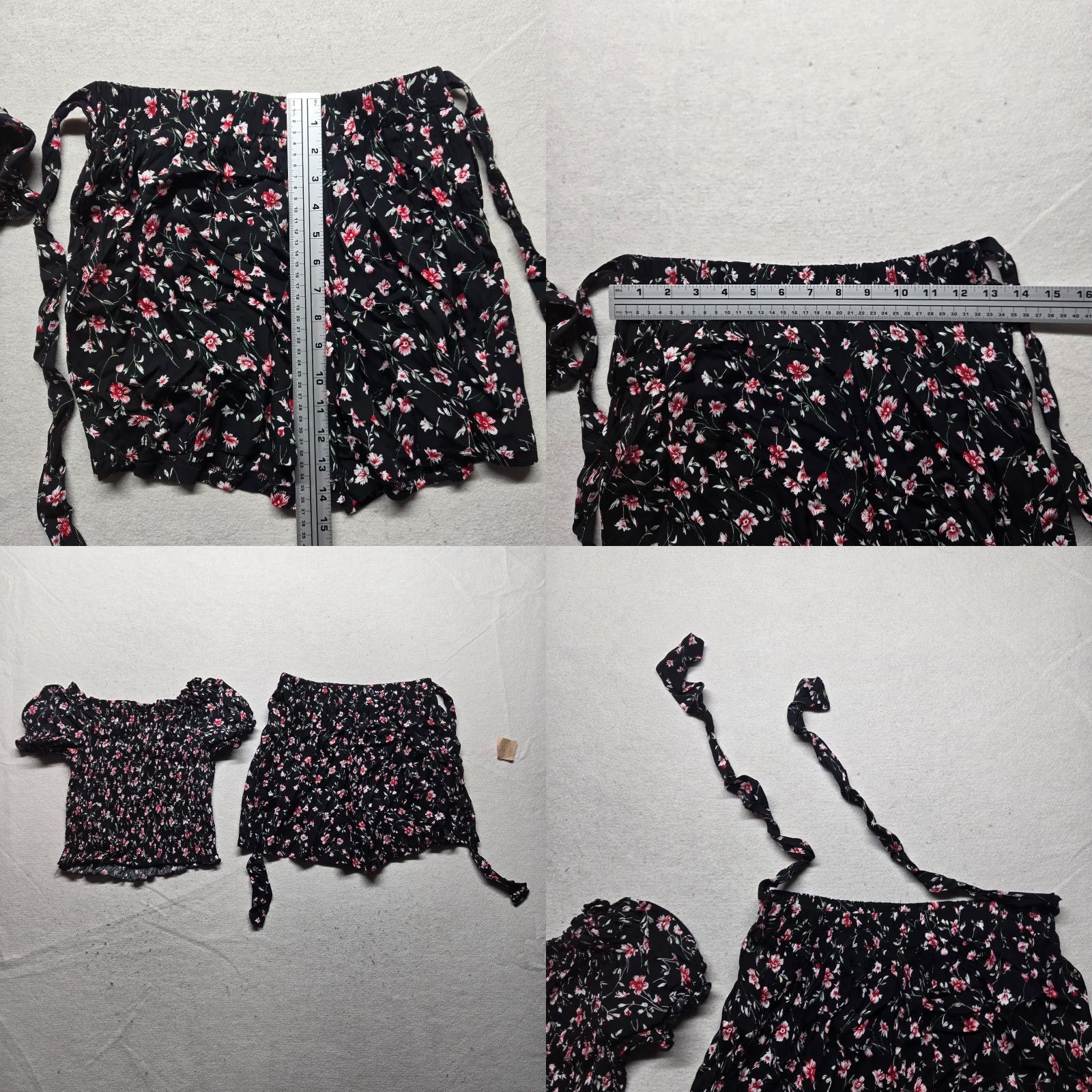 Vintage Shirt Set 2 Piece Top Shorts Floral Flower SUPER Stretch Adult Women's L Size L / US 10 / IT 46 - 8 Thumbnail