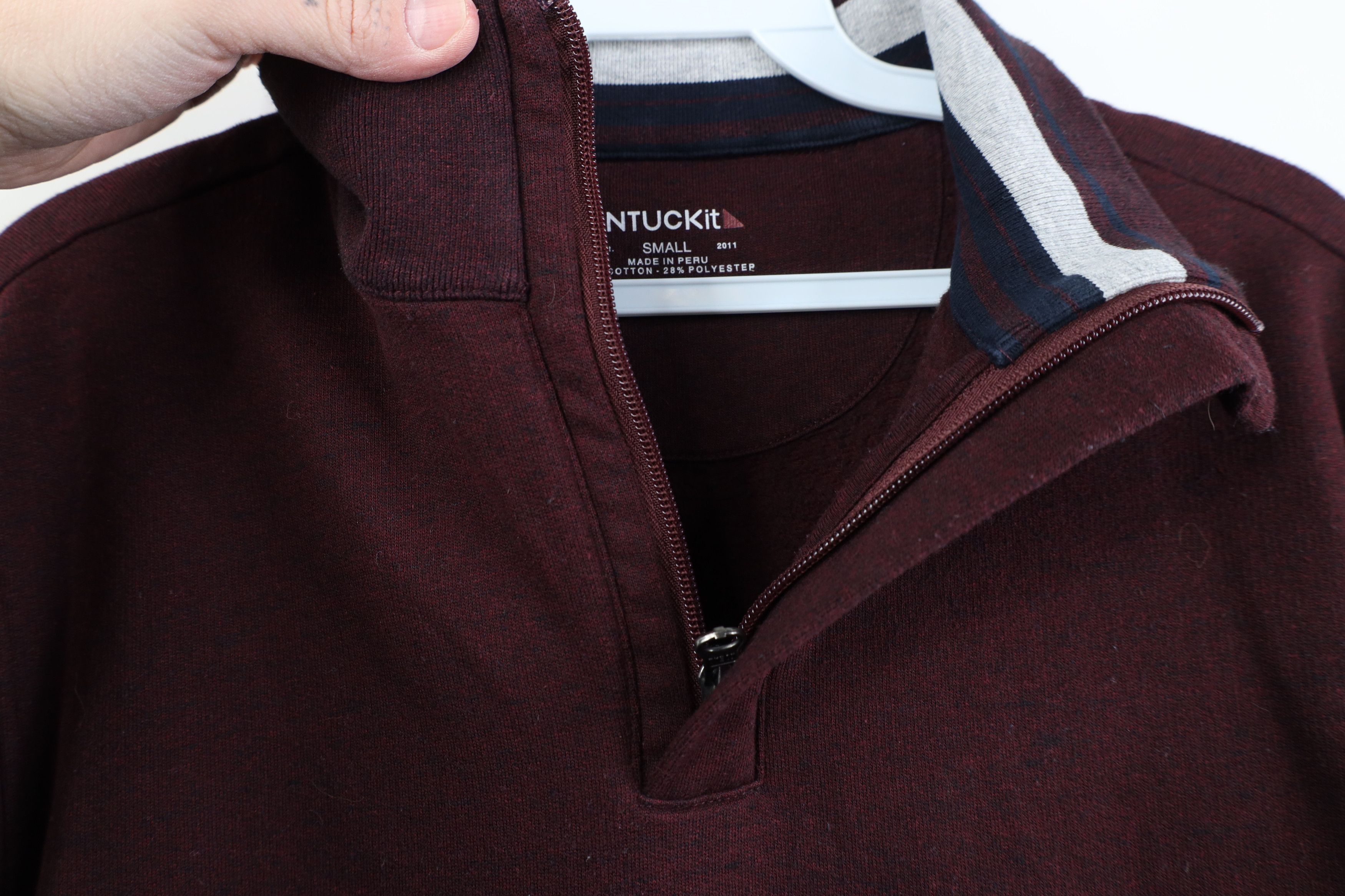 UNTUCKit Untuckit Heavyweight 1/4 Half Zip Pullover Sweater Maroon Size US S / EU 44-46 / 1 - 4 Thumbnail