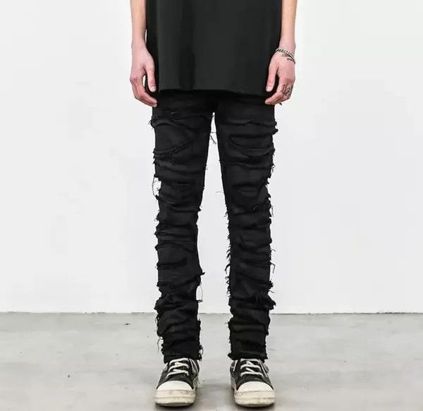 Jean Skinny Denim Jeans Heavy Destruction Ripped Size US 32 / EU 48 - 4 Thumbnail