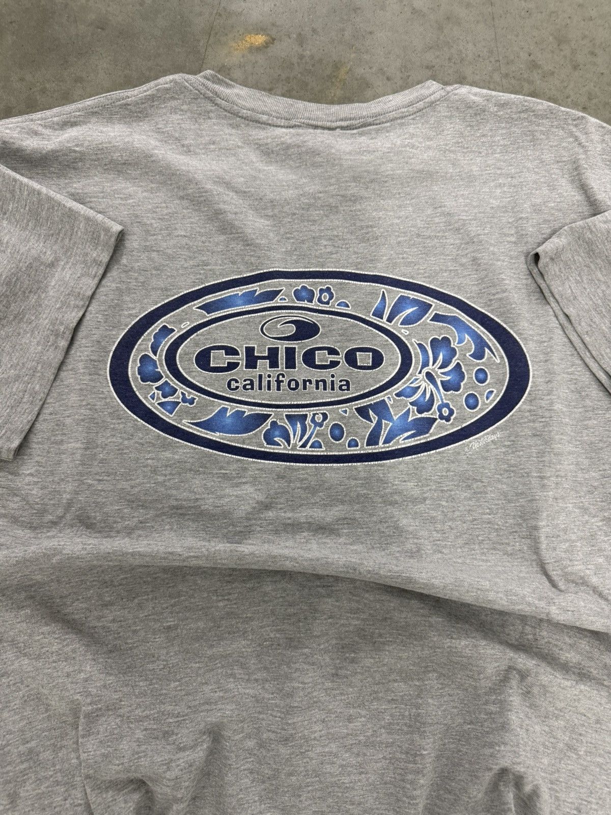 Quiksilver Vintage Chico California Surf Floral Grey Blue T Shirt Y2K Size US L / EU 52-54 / 3 - 2 Thumbnail