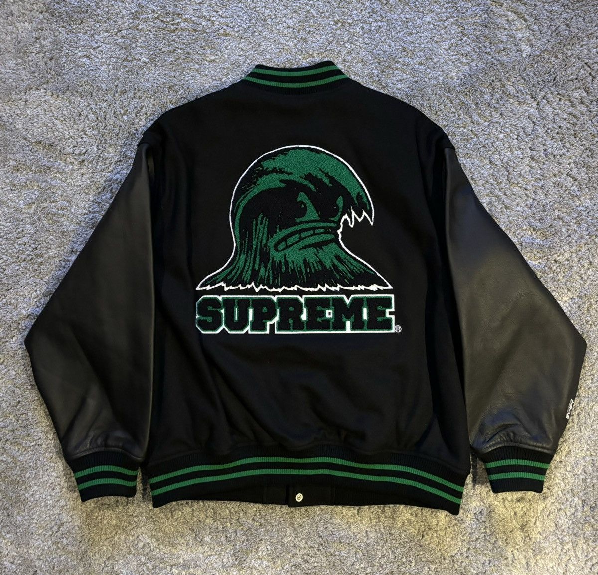 Supreme Supreme Wave Varsity Jacket Black | Grailed