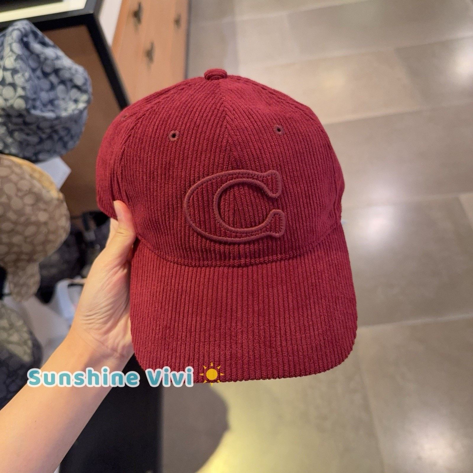 Coach NWT Coach Signature Patch Baseball Hat Dark Wine CCN97 Size ONE SIZE - 7 Thumbnail