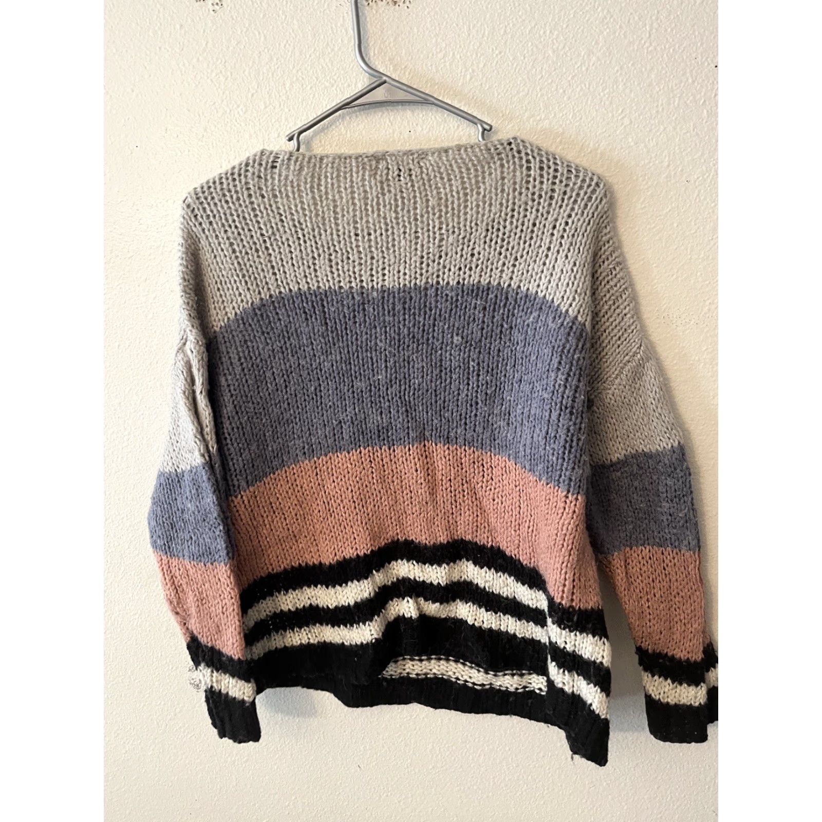 Lucky Brand Lucky Brand Sweater Womens Size 1X Color Block Striped Wool Blend Pullover Knit Boat Neck Long Sleeve Multicolor Acrylic Wool Blend Size XL / US 12-14 / IT 48-50 - 3 Thumbnail