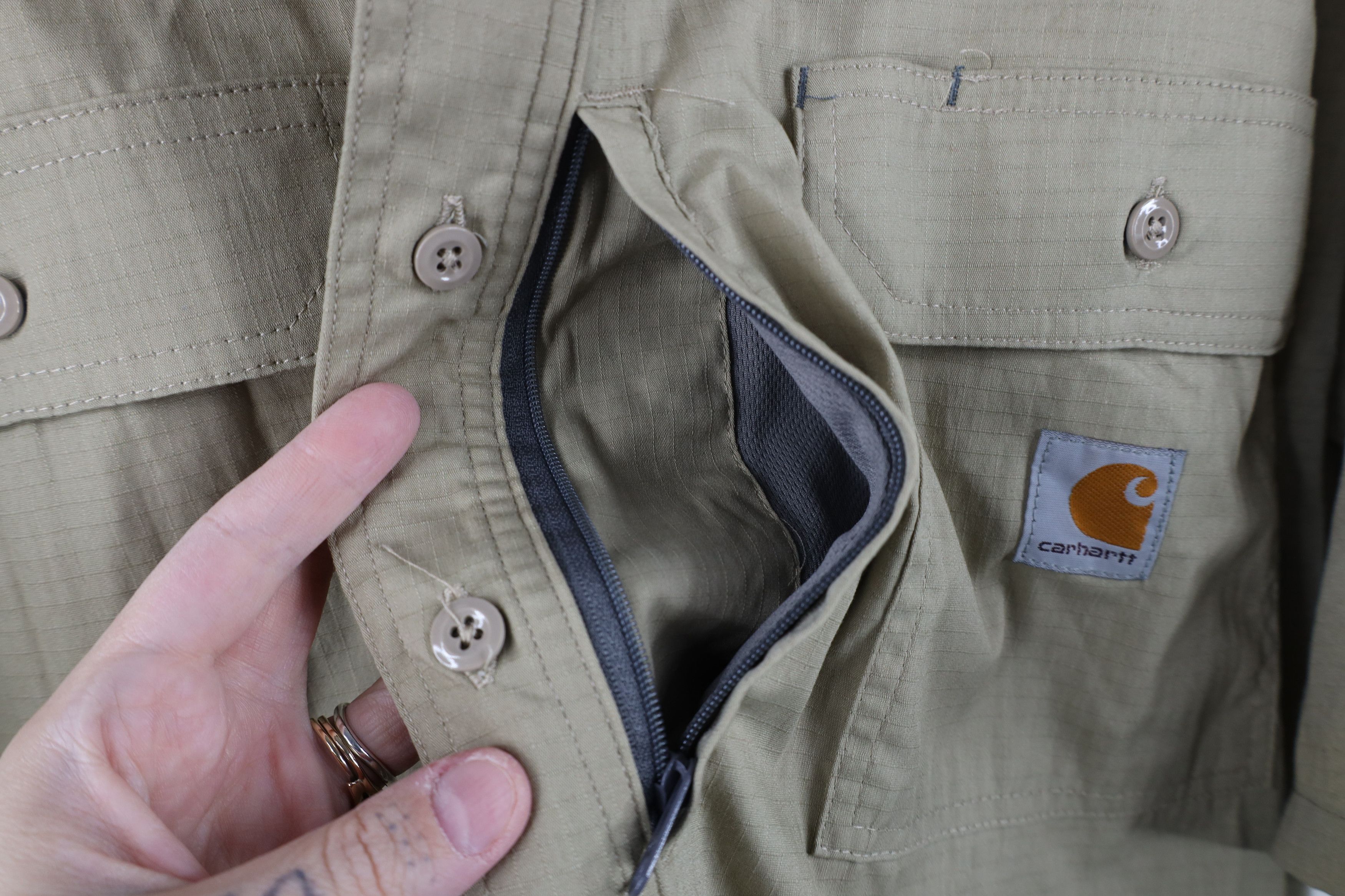 Carhartt Vintage Y2K Carhartt Ripstop Short Sleeve Button Shirt Beige Size US XXL / EU 58 / 5 - 6 Thumbnail