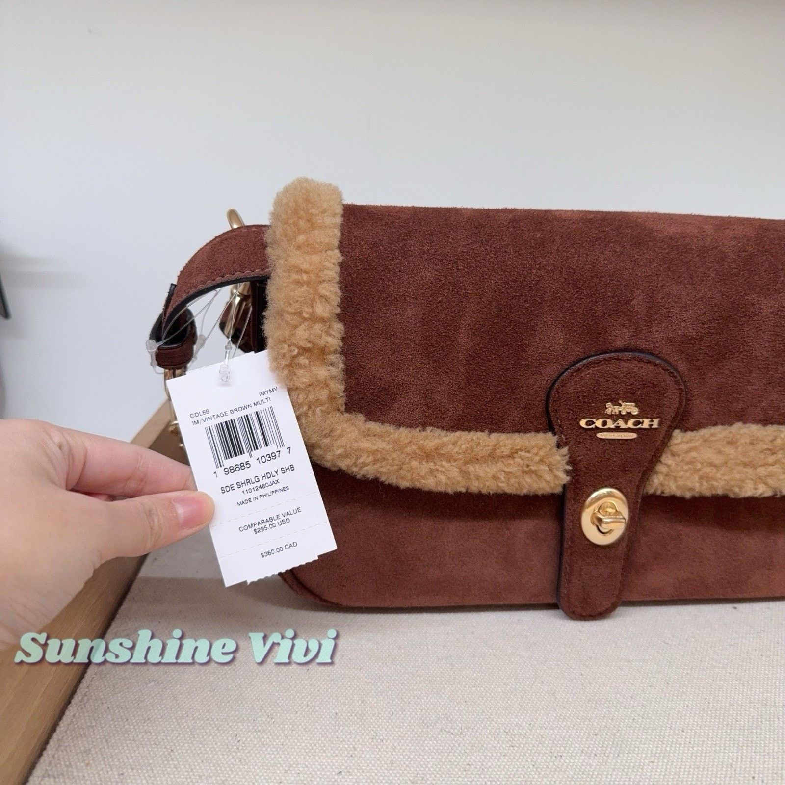 Coach NWT Coach Hadley Shoulder Bag CDL68 Suede Vintage Brown Size ONE SIZE - 3 Thumbnail