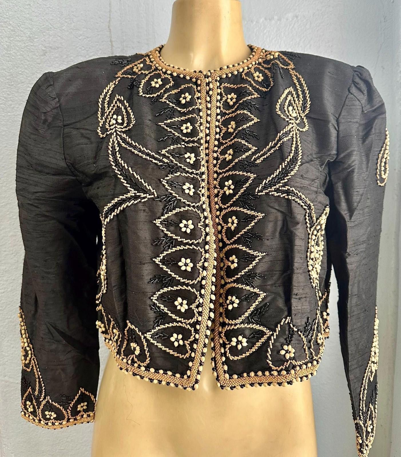 Designer Beaded Bolero Jacket Black Size 8 only Size M / US 6-8 / IT 42-44 - 1 Preview