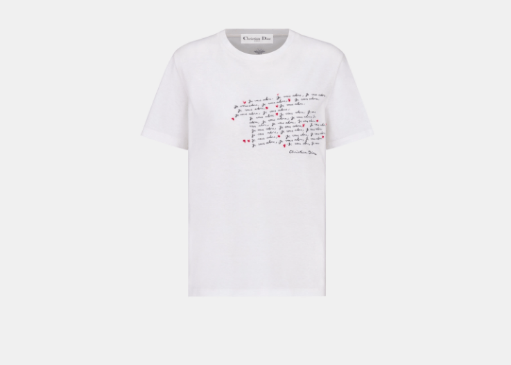 Dior o1w1db10725 453T09 Dioramour Embroidered T-Shirt in White Size XS / US 0-2 / IT 36-38 - 1 Thumbnail
