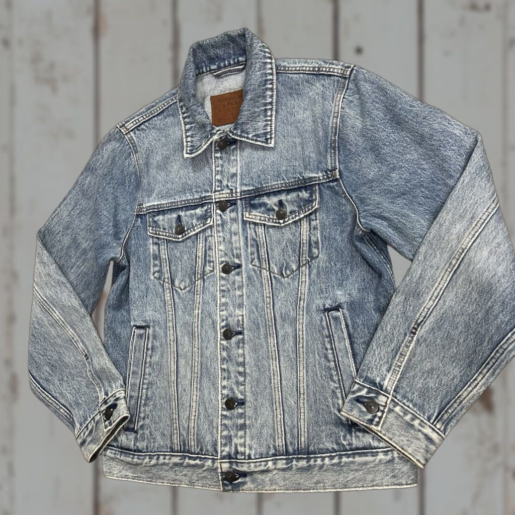Abercrombie & Fitch Abercrombie & Fitch Denim Jean Jacket Mens Medium Classic Trucker Button Up Workwear Shirt Size US 31 - 1 Thumbnail