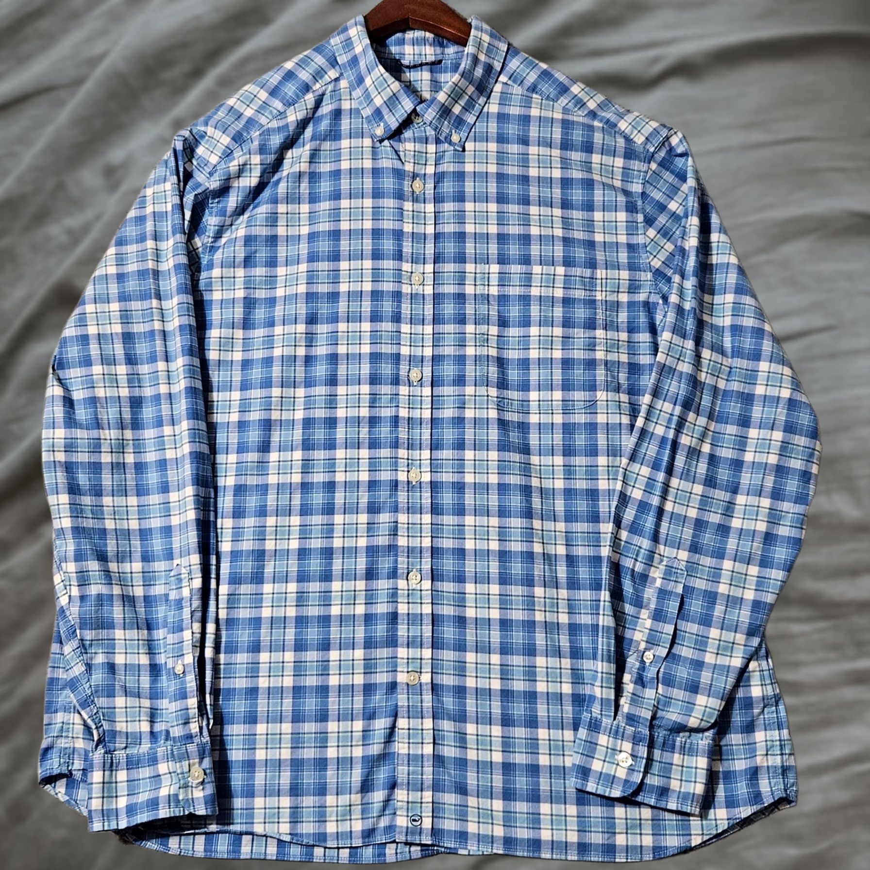 Vineyard Vines Vineyard Vines Mens XL Blue Plaid Long Sleeve Shirt Size US XL / EU 56 / 4 - 1 Thumbnail