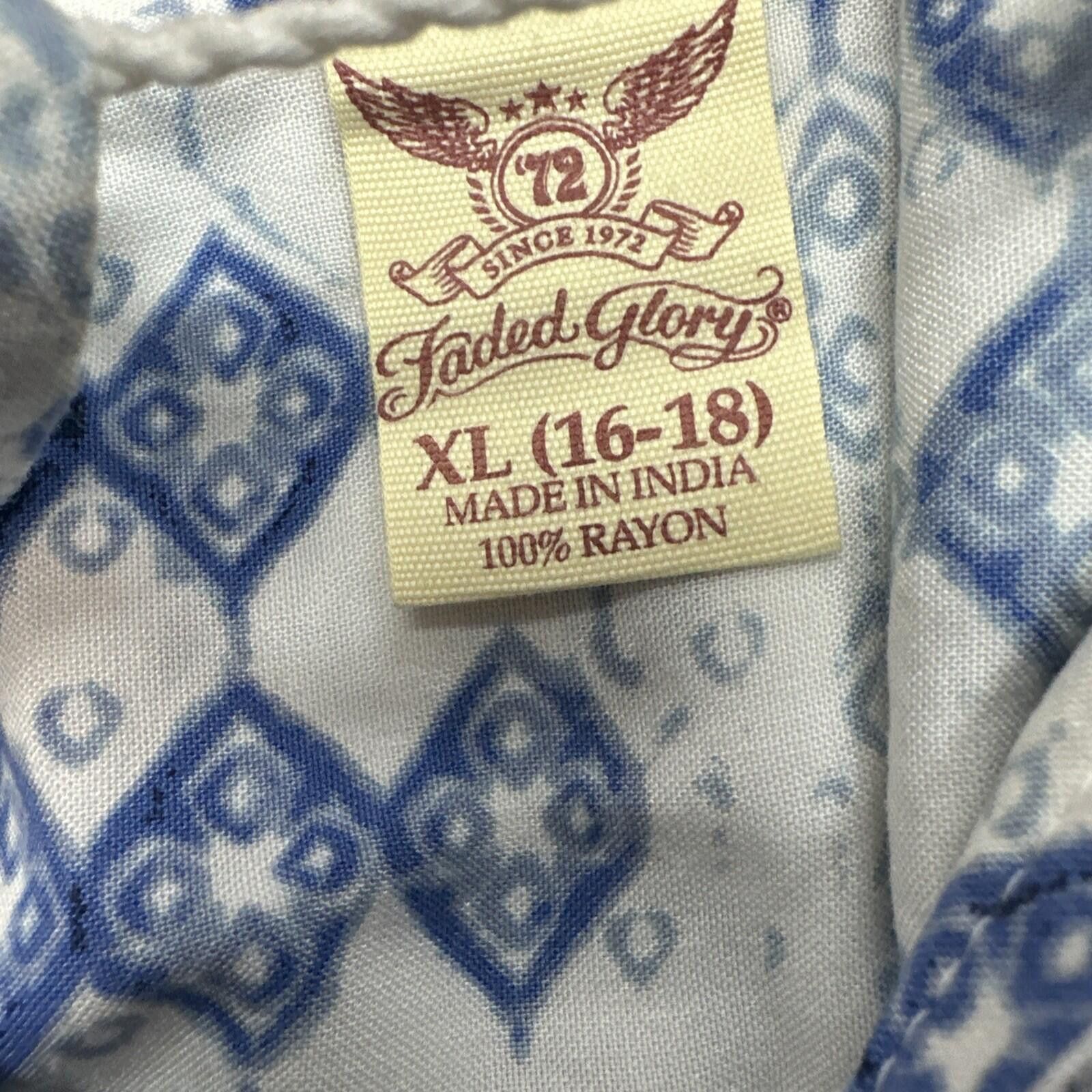 Faded Glory FADED GLORY Blue/White 3/4 Sleeve Dress Keyhole Tassel XL Size XL / US 12-14 / IT 48-50 - 2 Thumbnail