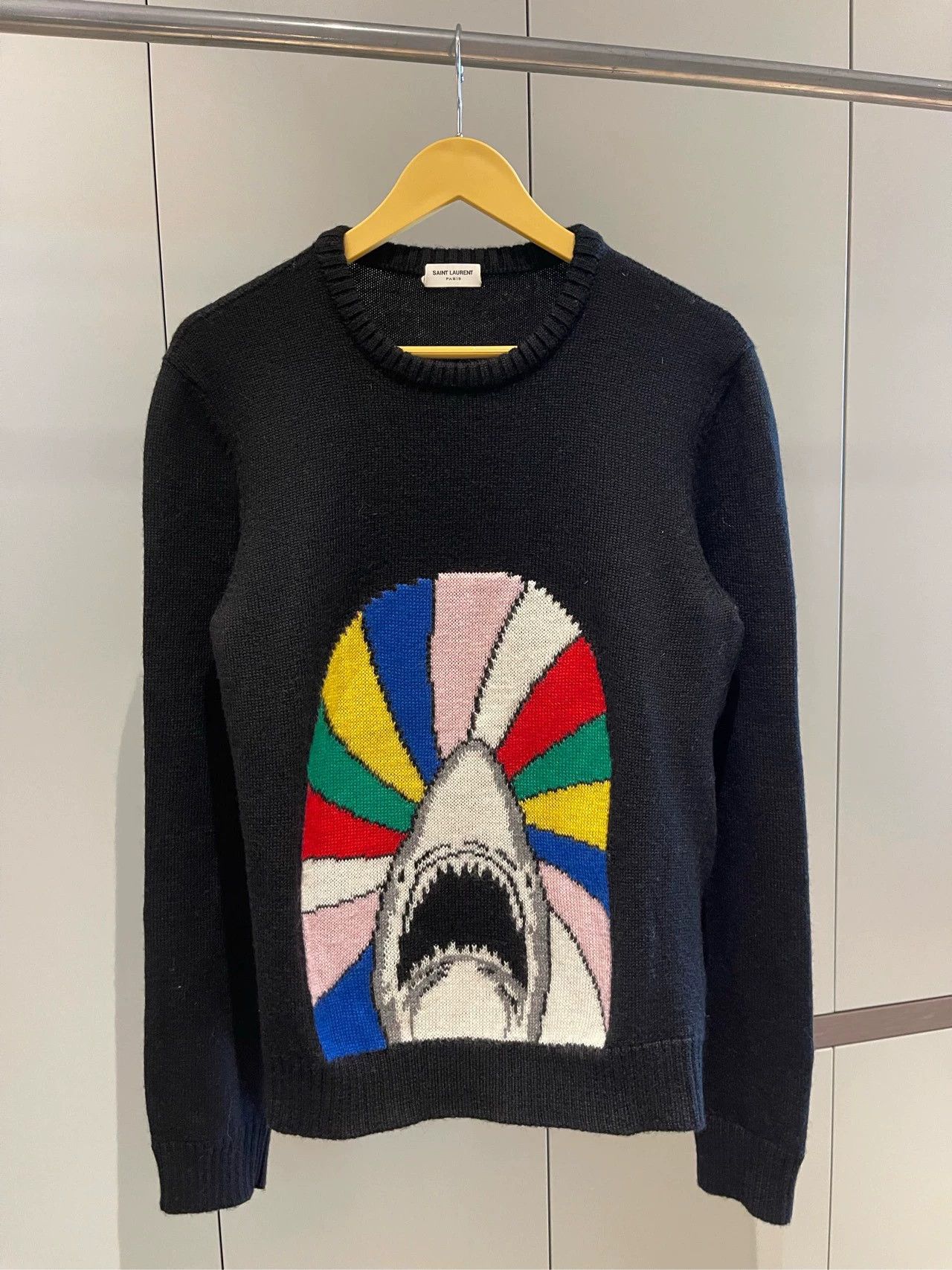 Saint Laurent Paris Saint Laurent Paris Black round neck shark sweater Size US L / EU 52-54 / 3 - 1 Thumbnail