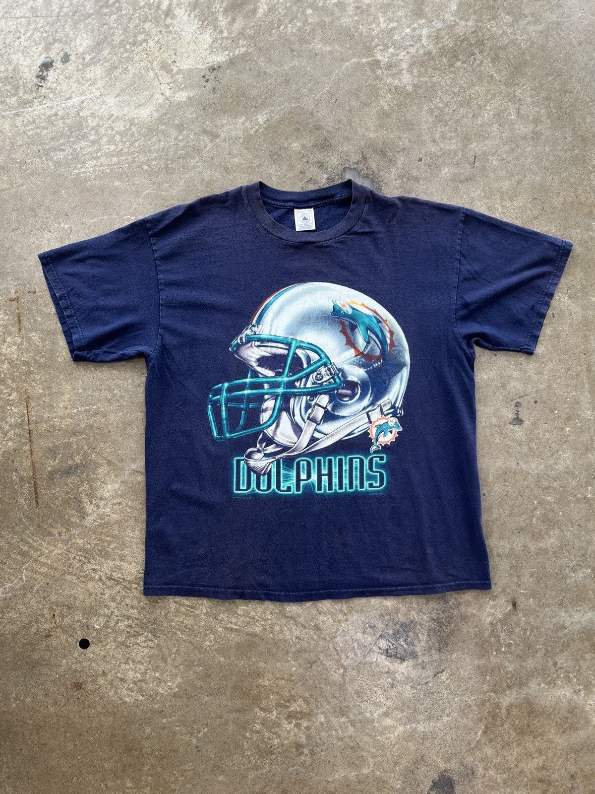 NFL Vintage 2001 Y2K NFL Miami Dolphins Helmet Big Print Tee XL Size US XL / EU 56 / 4 - 2 Thumbnail