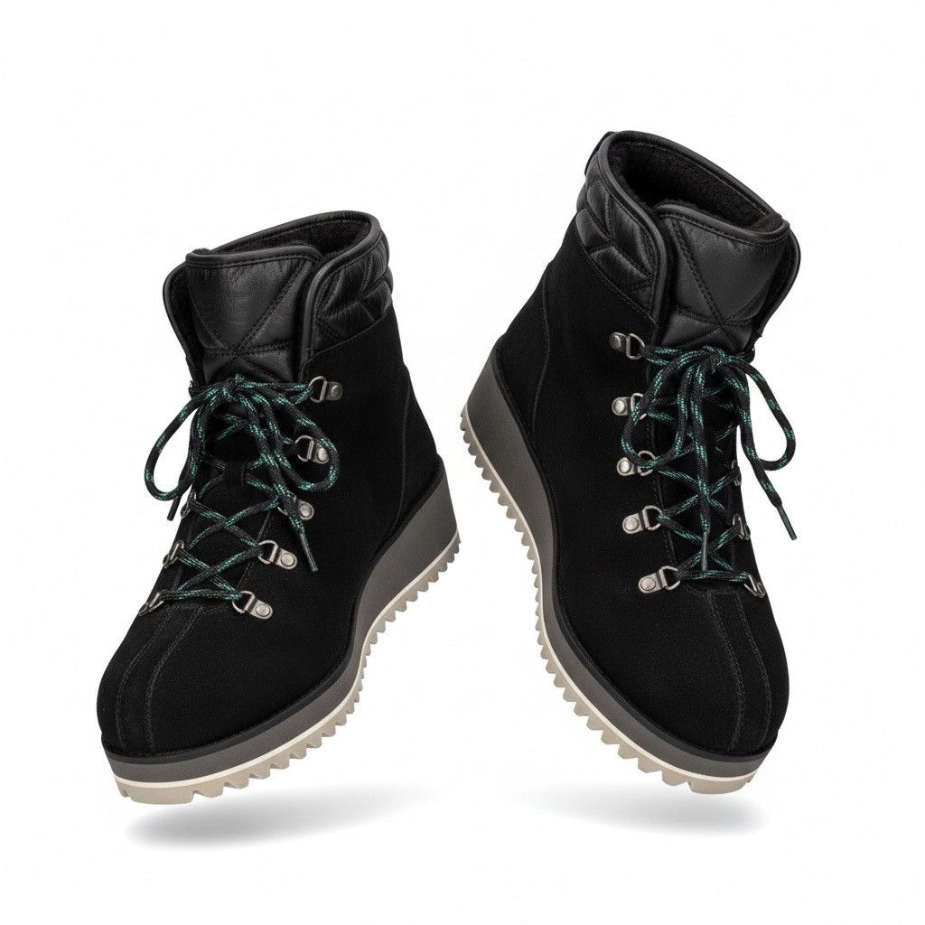 Ugg UGG Birch Waterproof Black Suede Wool lined Wedge boots Size US 8 / IT 38 - 1 Thumbnail
