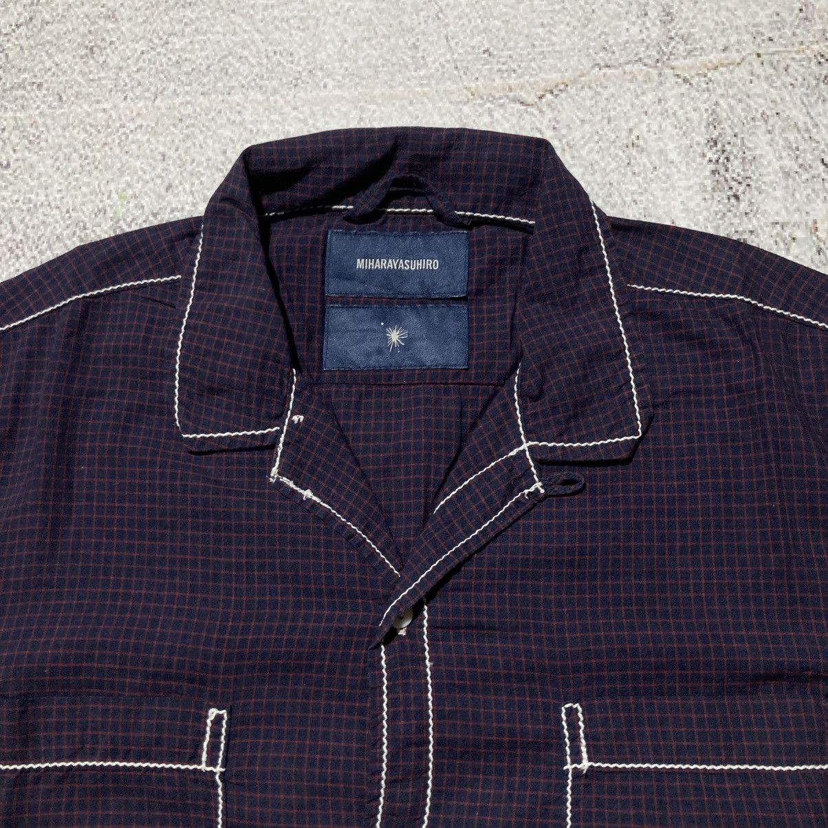 Maison MIHARA YASUHIRO 🇯🇵 Miharayasuhiro Japan Contrast Stitch Plaid Shirt Purple Size US M / EU 48-50 / 2 - 7 Thumbnail
