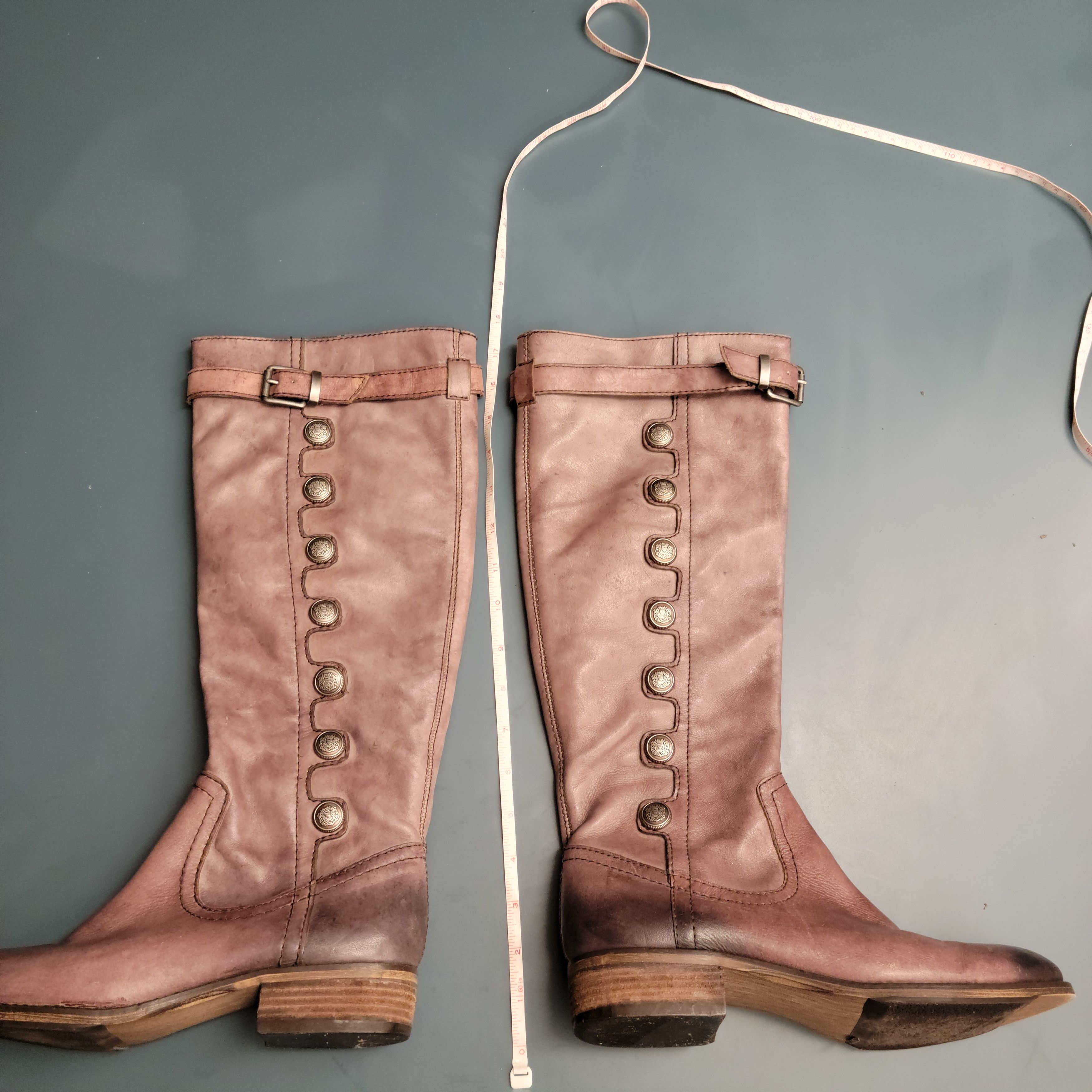 NBDN Nobrandedon Arturochiang Brown Distressed Leather Tall Riding Boots Size US 8.5 / IT 38.5 - 14 Thumbnail