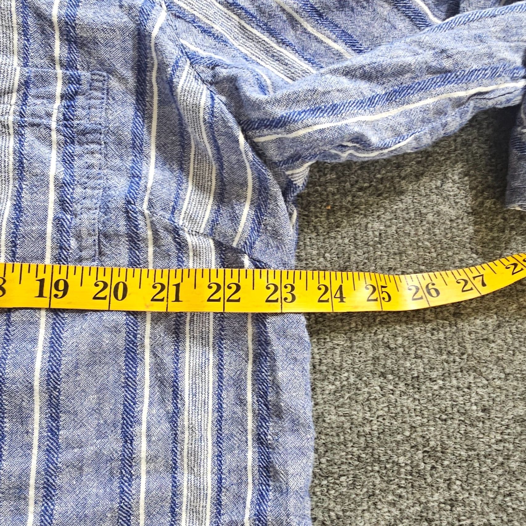Vintage Susan Graver Top Women XL Petite Blue Linen Striped Button Long Sleeve Casual Blouse Size XL / US 12-14 / IT 48-50 - 5 Thumbnail