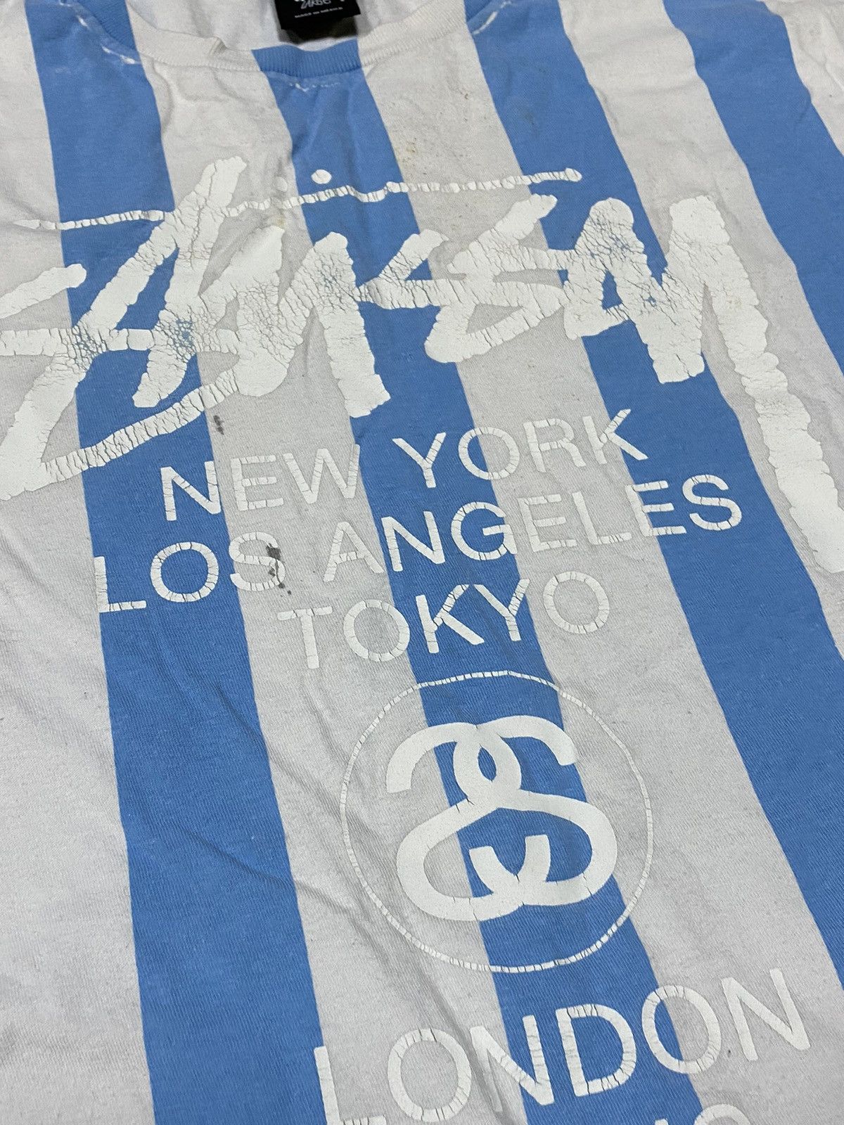 Stussy Stussy stripped RARE big logo vintage t-shirt Size US L / EU 52-54 / 3 - 11 Thumbnail