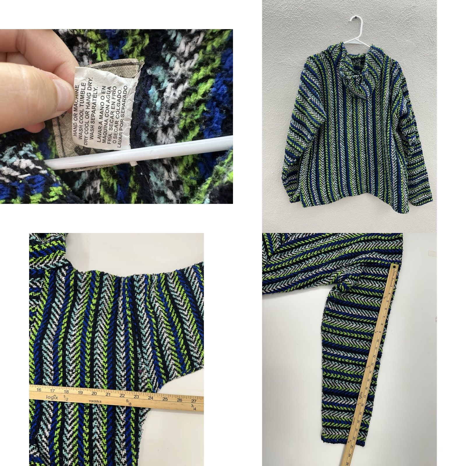 Vintage VINTAGE Baja Joe Sweatshirt Shirt Men Regular Small Green Blue Hooded Pockets Knit Pullover Mexican 90s Sports Size US S / EU 44-46 / 1 - 8 Thumbnail