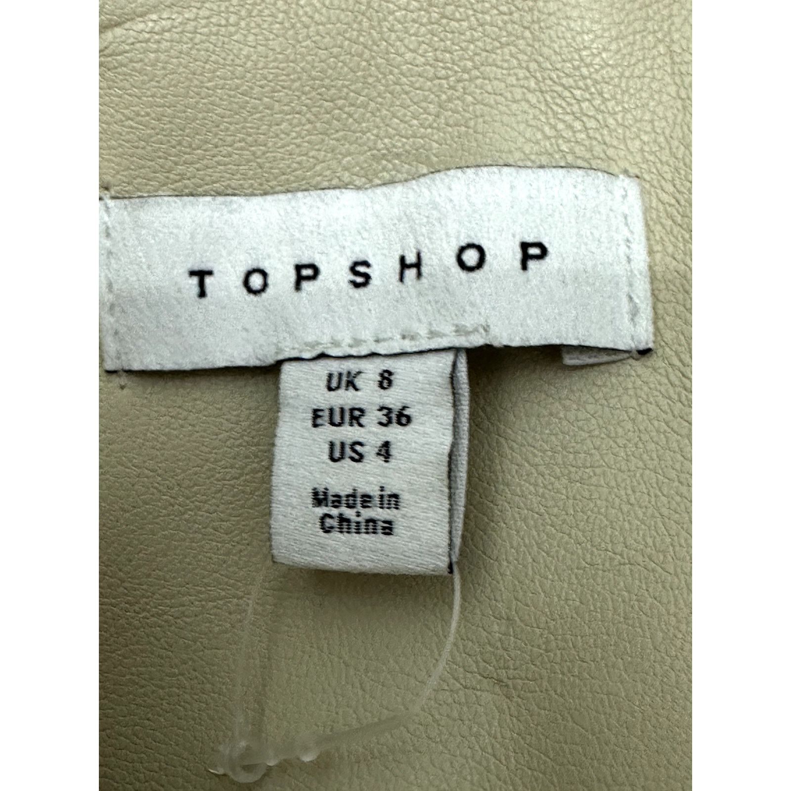 Topshop Topshop Moto Jacket Faux Leather Zipper Long Sleeve Cream 2 Size XS / US 0-2 / IT 36-38 - 7 Thumbnail