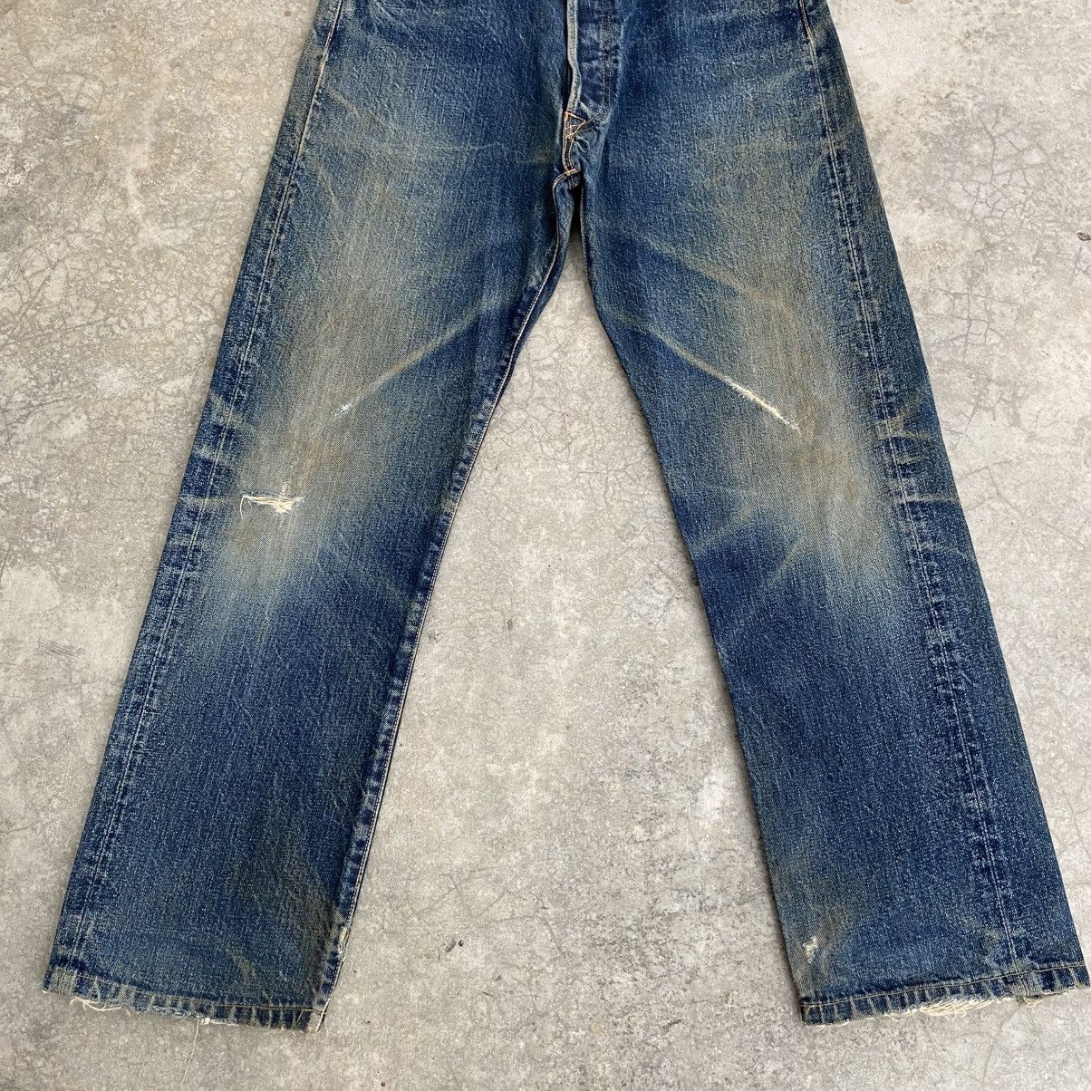 Denime Vintage Denime Japan Faded Blue Distressed Selvedge Jeans Size US 31 - 5 Thumbnail