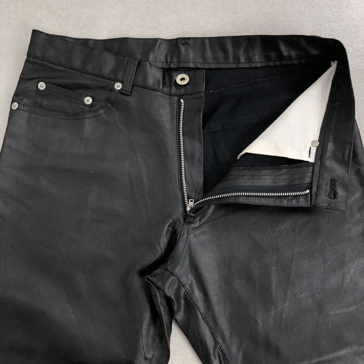 If Six Was Nine 🇯🇵 2000s Nationality + Name Grosbec Waxed Coated Jeans Pants Size US 30 / EU 46 - 3 Thumbnail