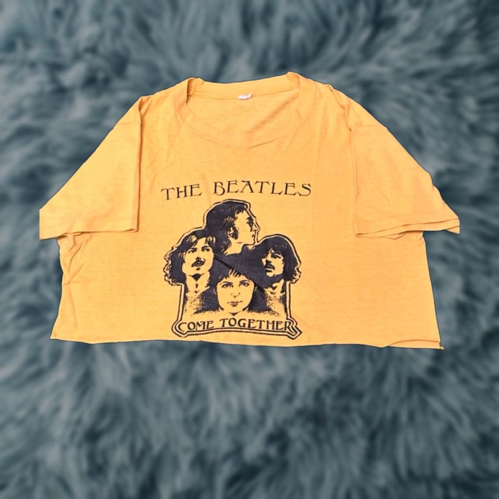 Vintage VINTAGE The Beatles Band Tee Come Together VTG Cut Crop Top Shirt L Yellow Mens Shirt Size US L / EU 52-54 / 3 - 1 Thumbnail