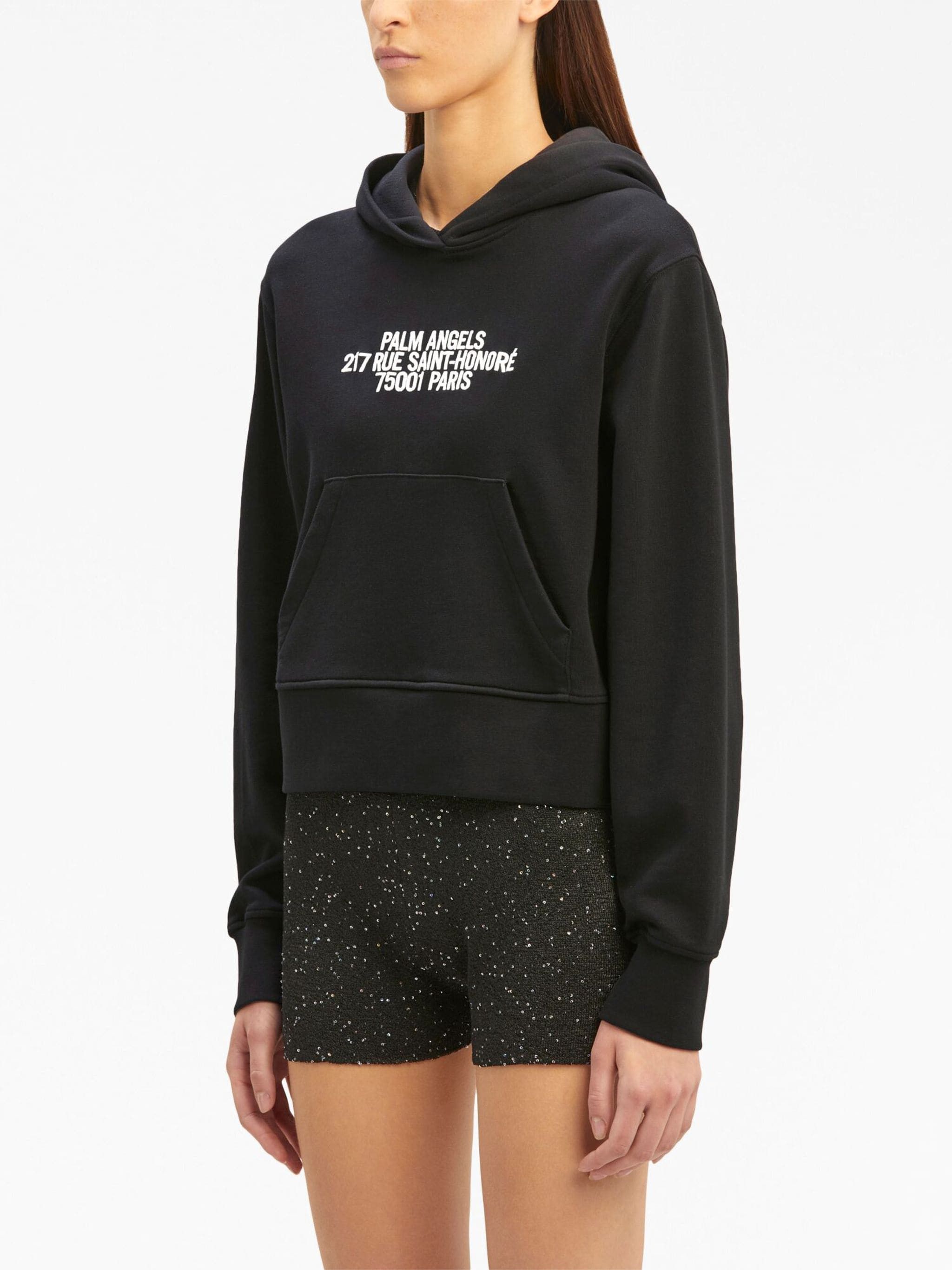Palm Angels o1s22i1n0824 Embroidery Cropped Hoodie in Black Size S / US 4 / IT 40 - 4 Thumbnail